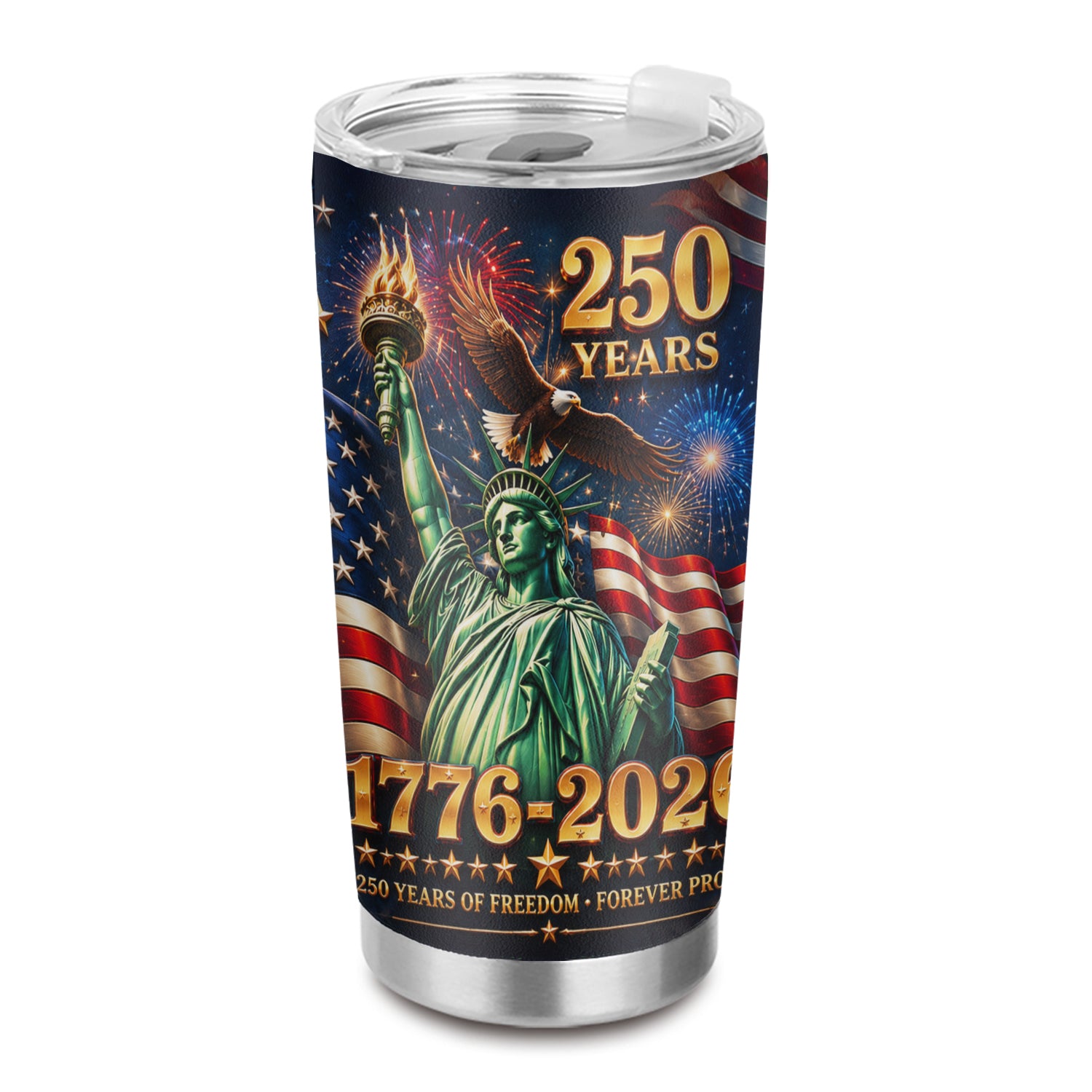 America 250 Years Freedom 20oz Tumbler Statue of Liberty Patriotic Gift