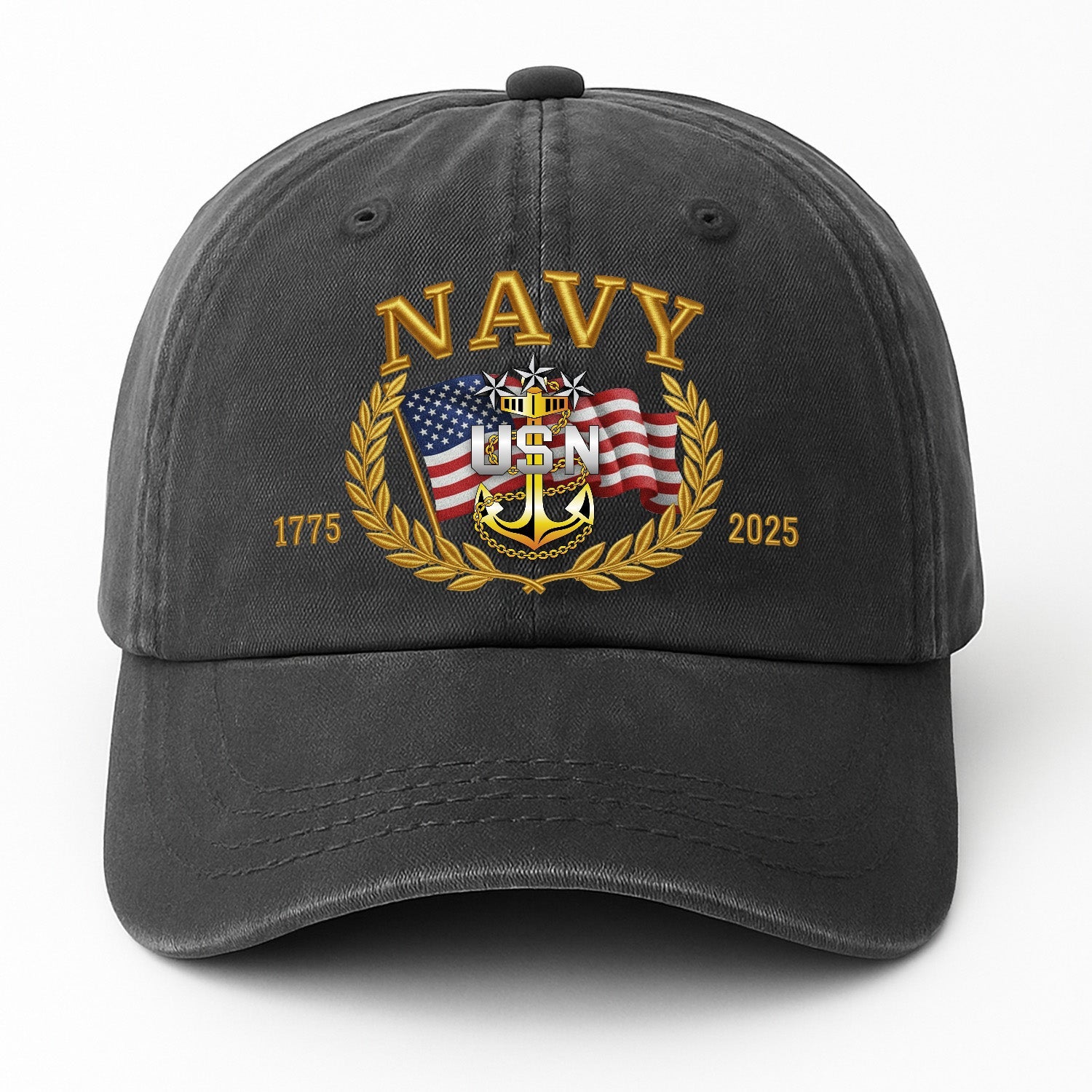 Custom Ranks US Navy Premium Washed Denim Cap DC028