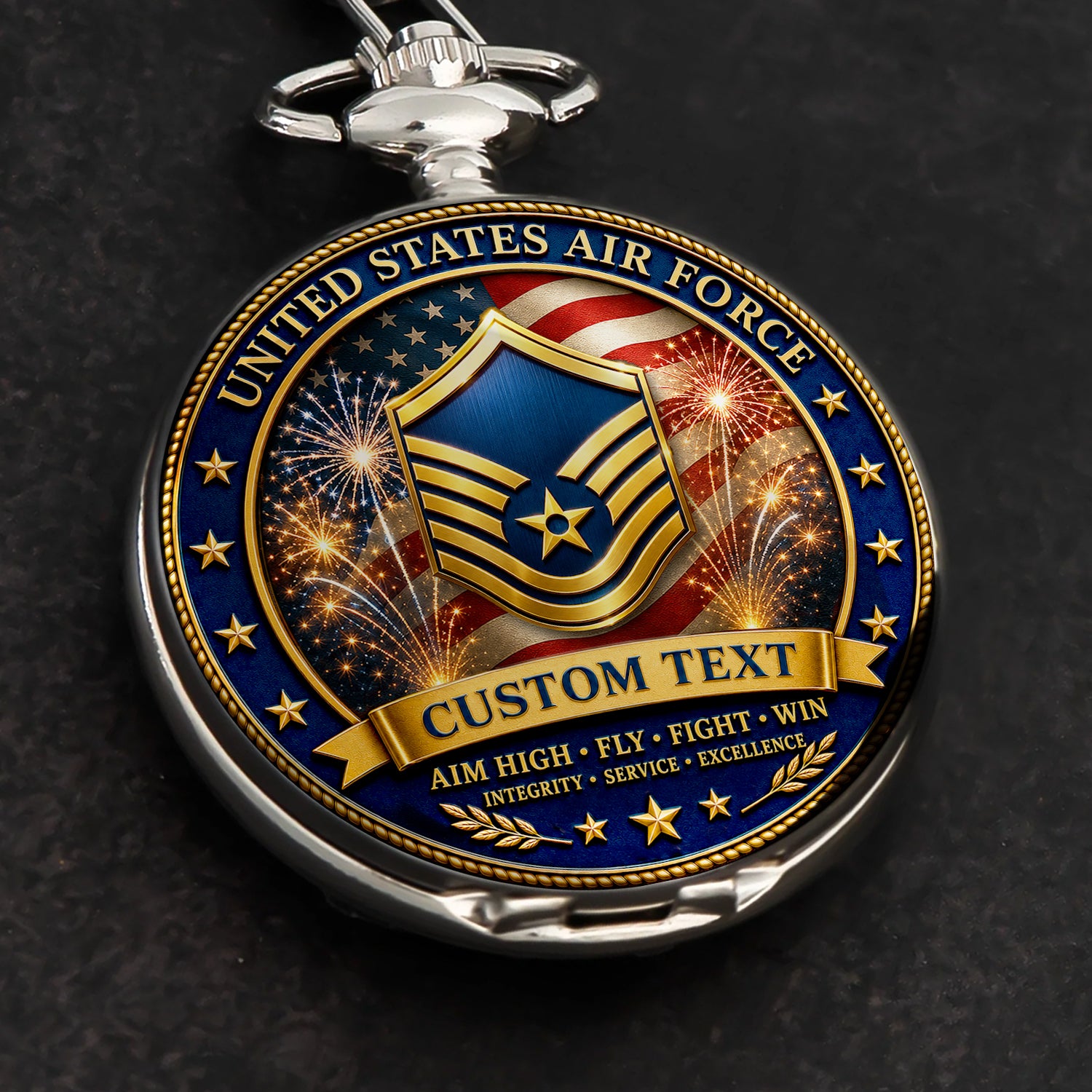 Personalized US Air Force Pocket Watch Veteran Memorial Gift