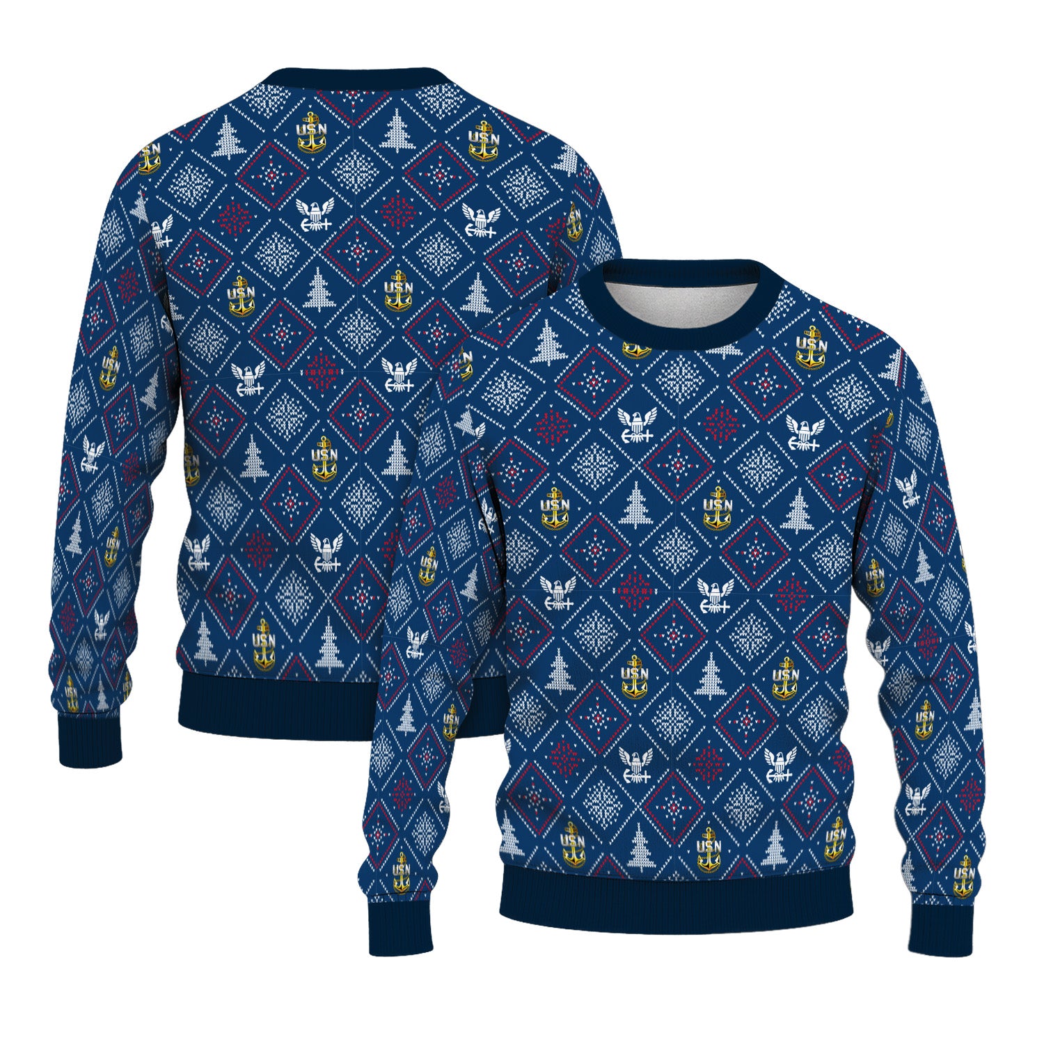Custom Ranks US Navy Ugly Christmas Sweater for Women Men TUST03