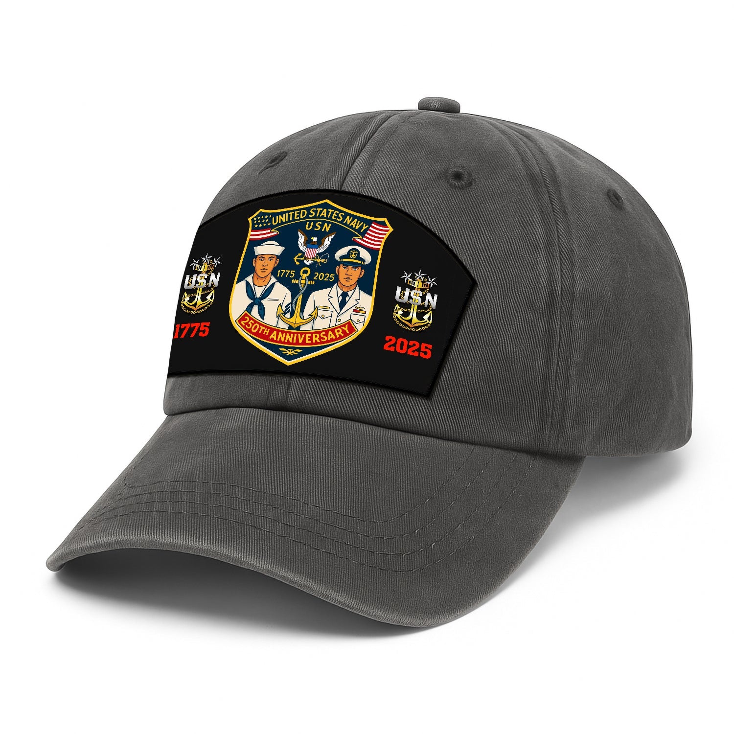 Custom Ranks US Navy Premium Washed Denim Cap DC014