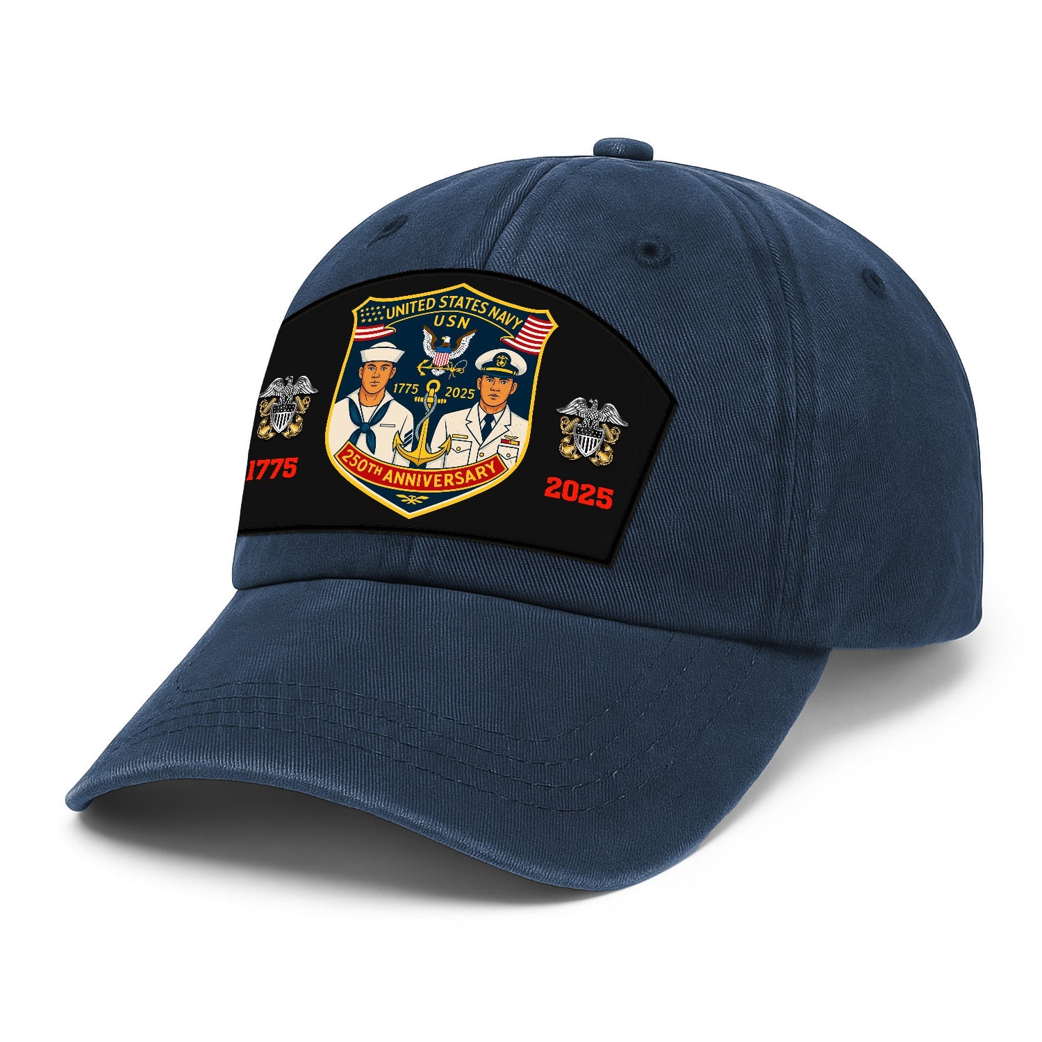 Custom Ranks US Navy Premium Washed Denim Cap DC014