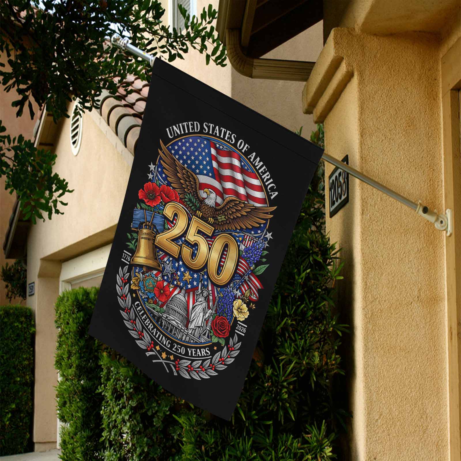 USA 250 Years Garden Flag Patriotic Eagle Liberty Bell Decor