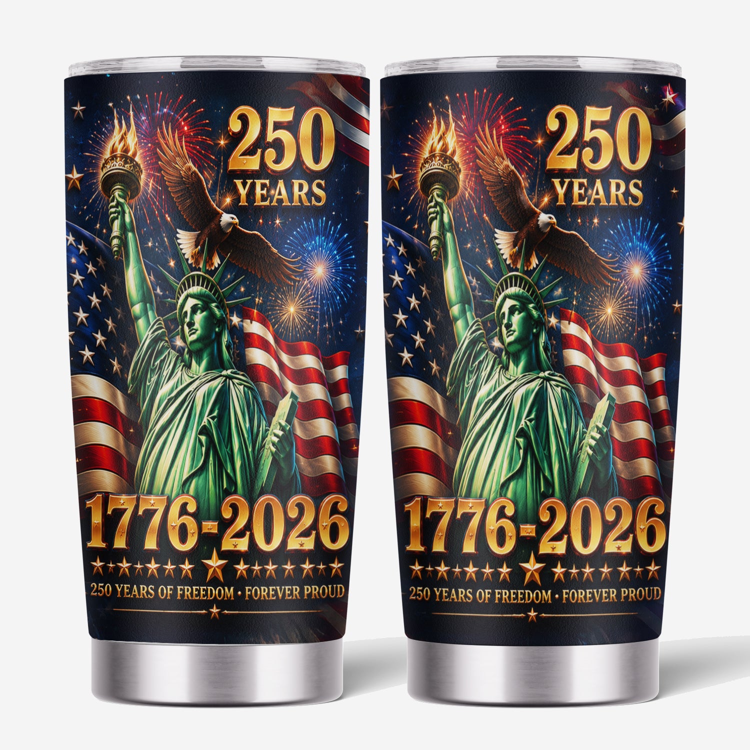 America 250 Years Freedom 20oz Tumbler Statue of Liberty Patriotic Gift