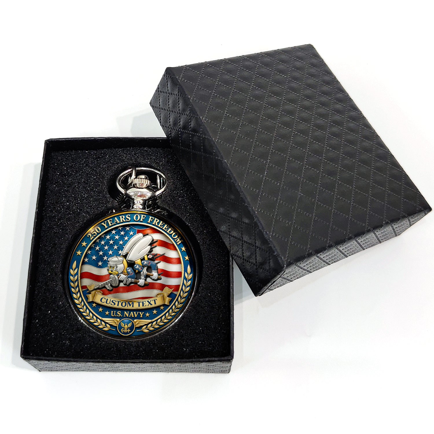 Personalized US Navy Pocket Watch for Veteran and Sailor