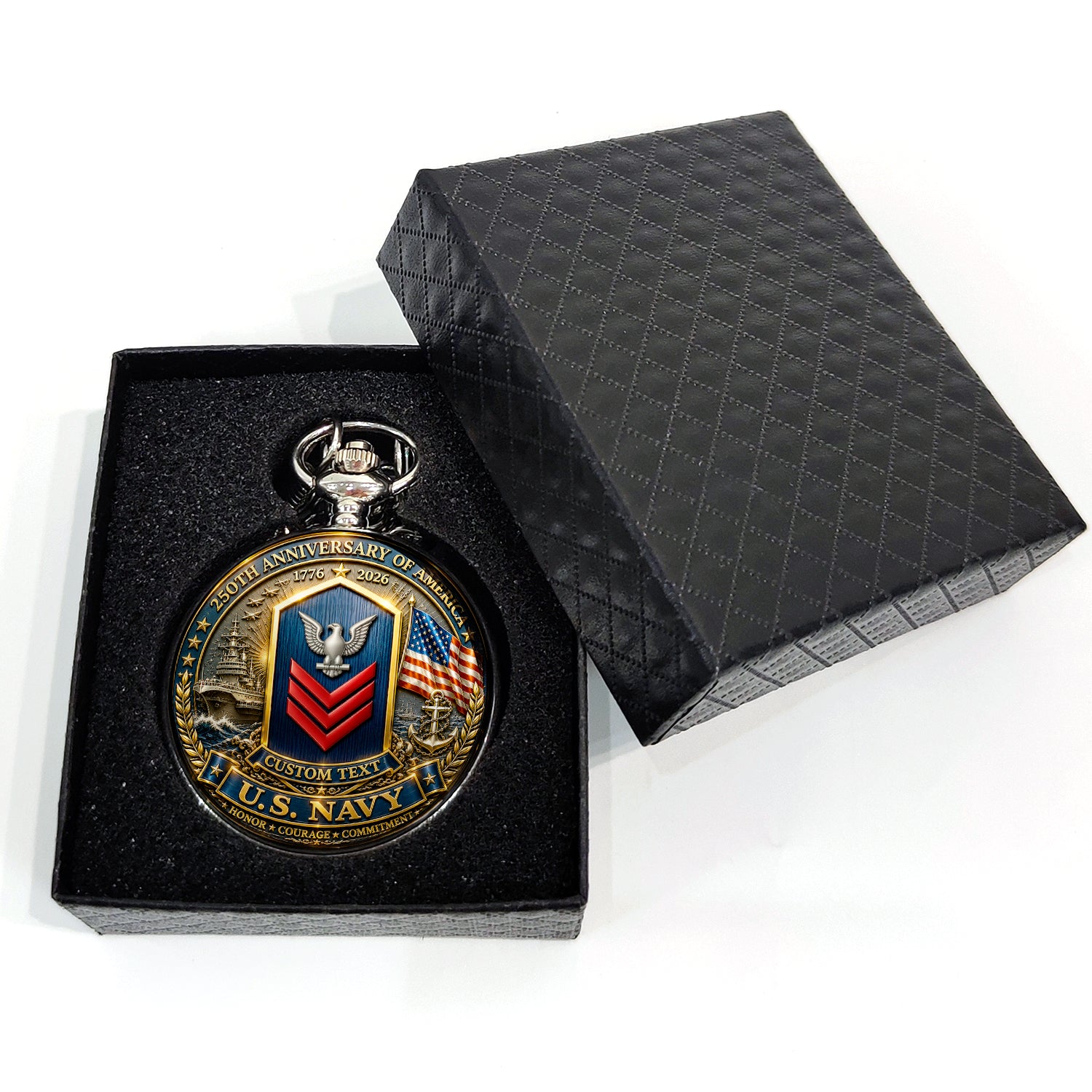 US Navy 250 Years Anniversary Pocket Watch Veteran Gift