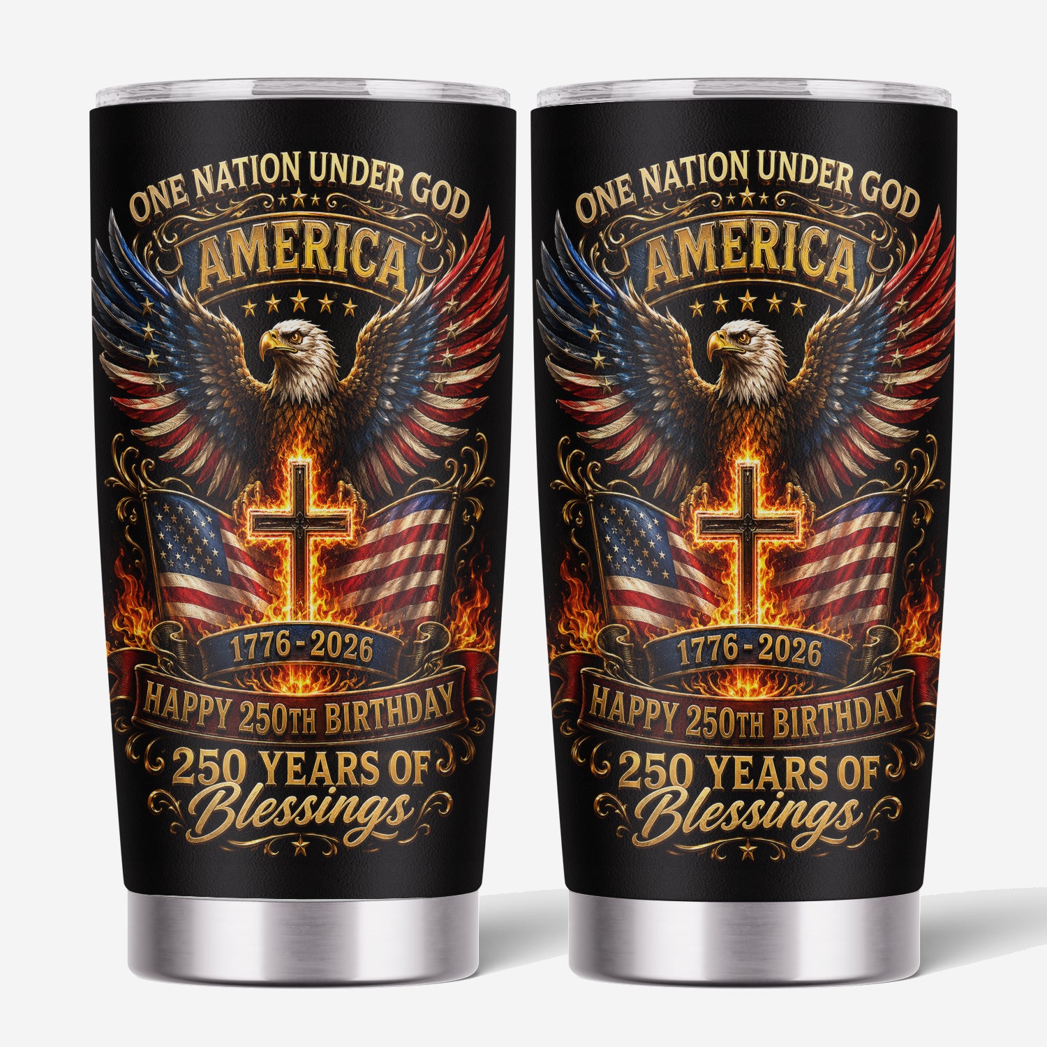 One Nation Under God America 250 Years Blessings 20oz Tumbler