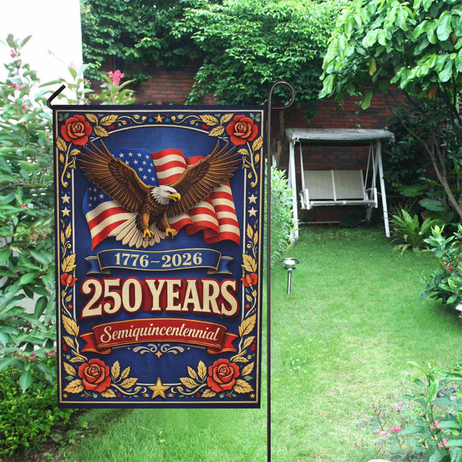 America 250 Semiquincentennial Garden Flag Patriotic Eagle Decor