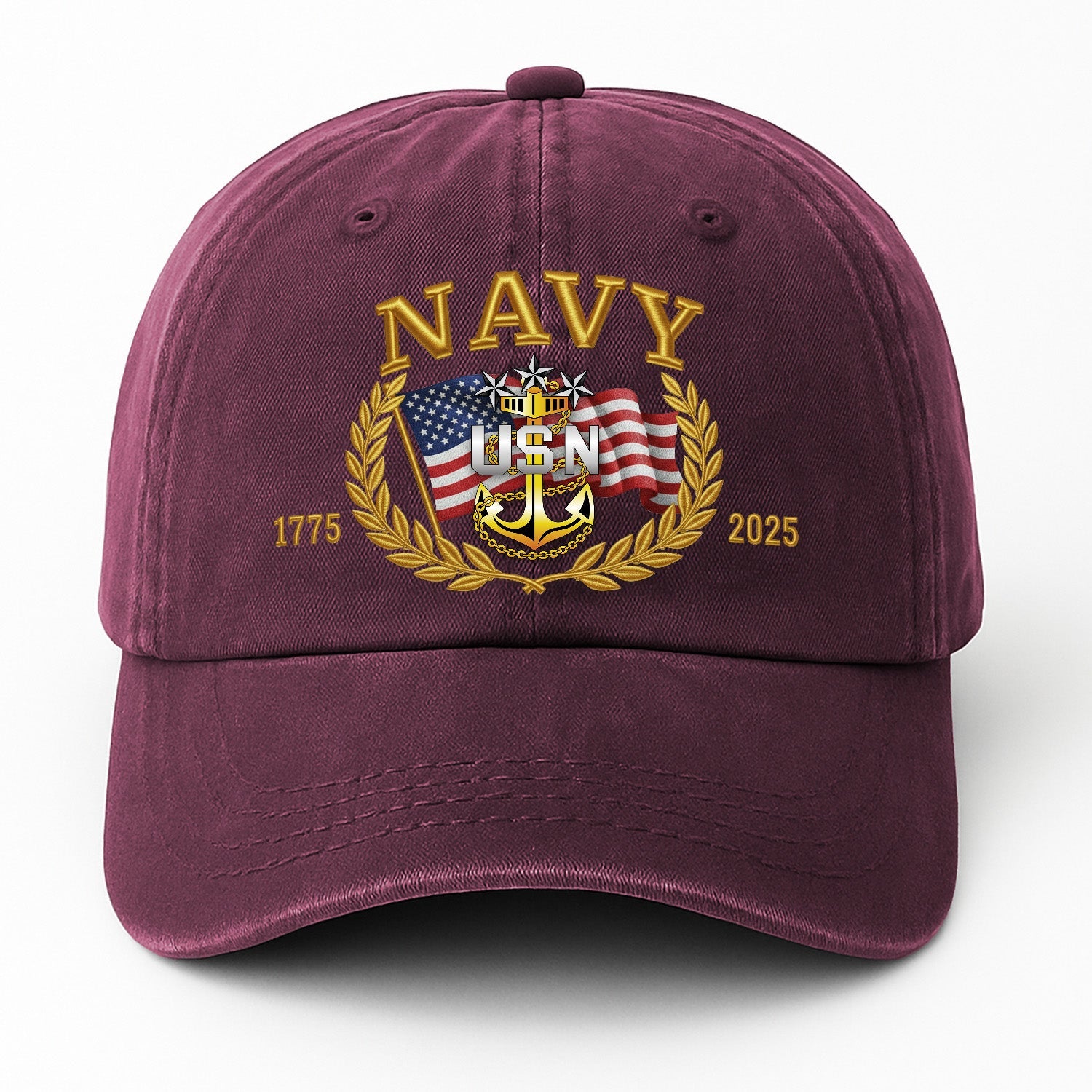 Custom Ranks US Navy Premium Washed Denim Cap DC028