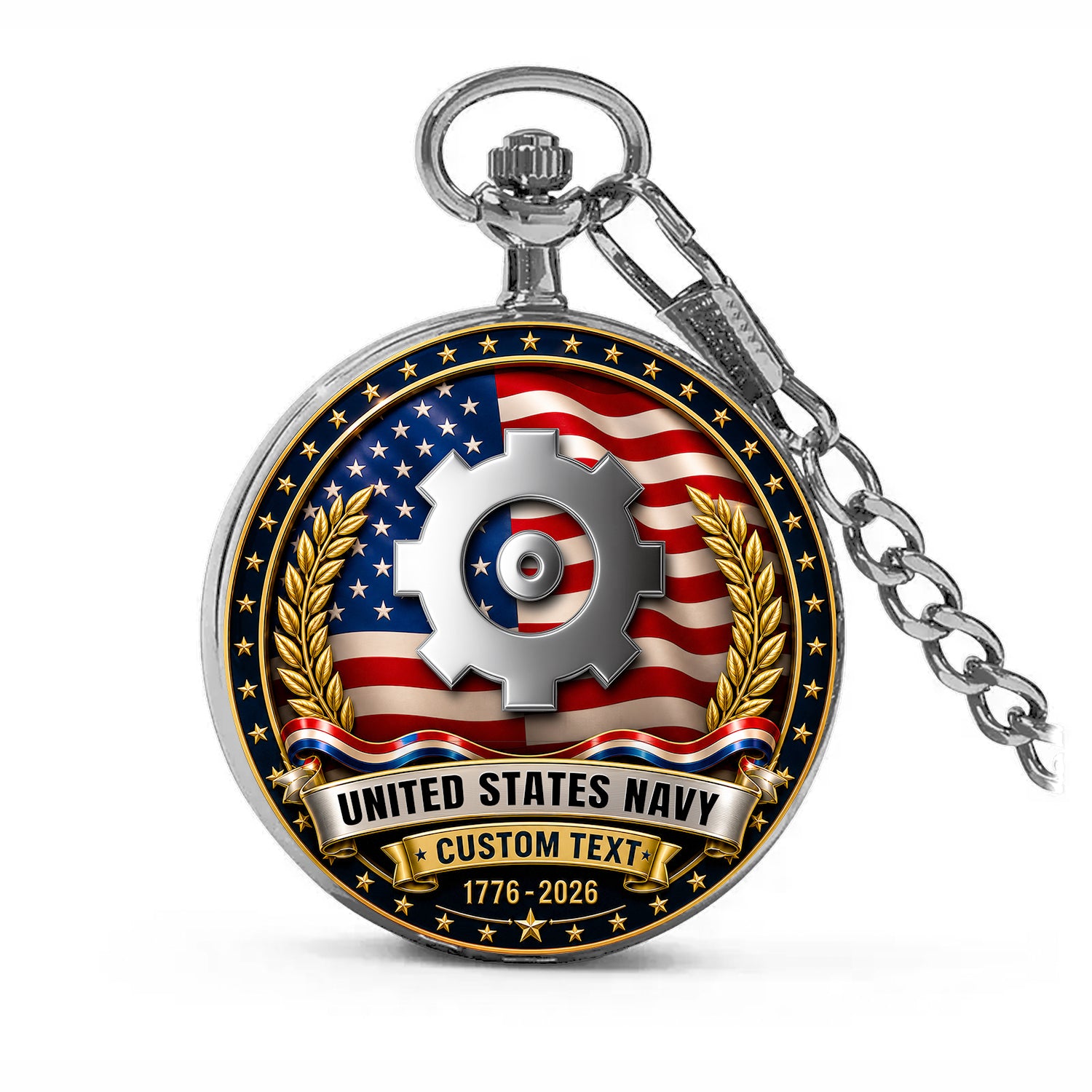 Personalized US Navy Anniversary Pocket Watch Military Keepsake