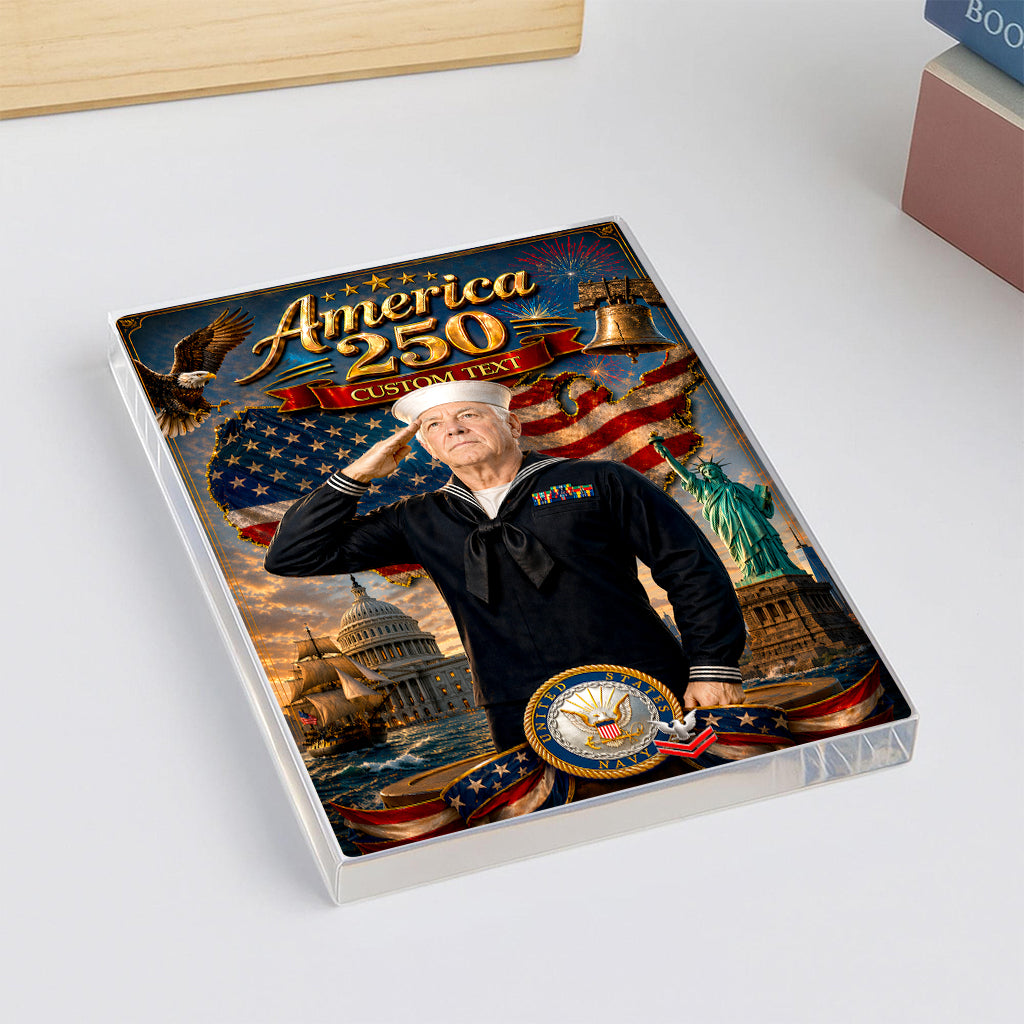America 250th Custom Figure US Navy Male Enlisted Ceremonial Uniform Full Dress Blue Acrylic Block