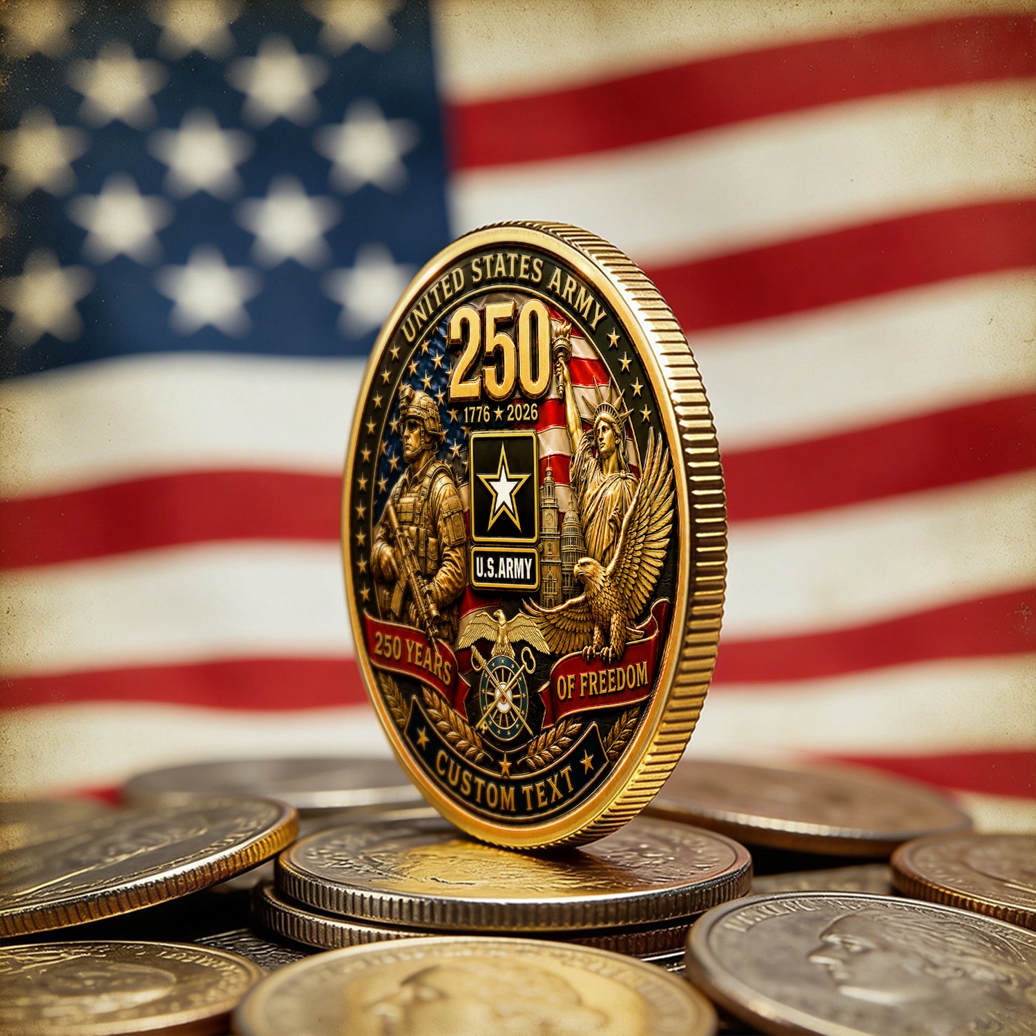 Custom U.S. Army Veteran Challenge Coin With Rank And Name