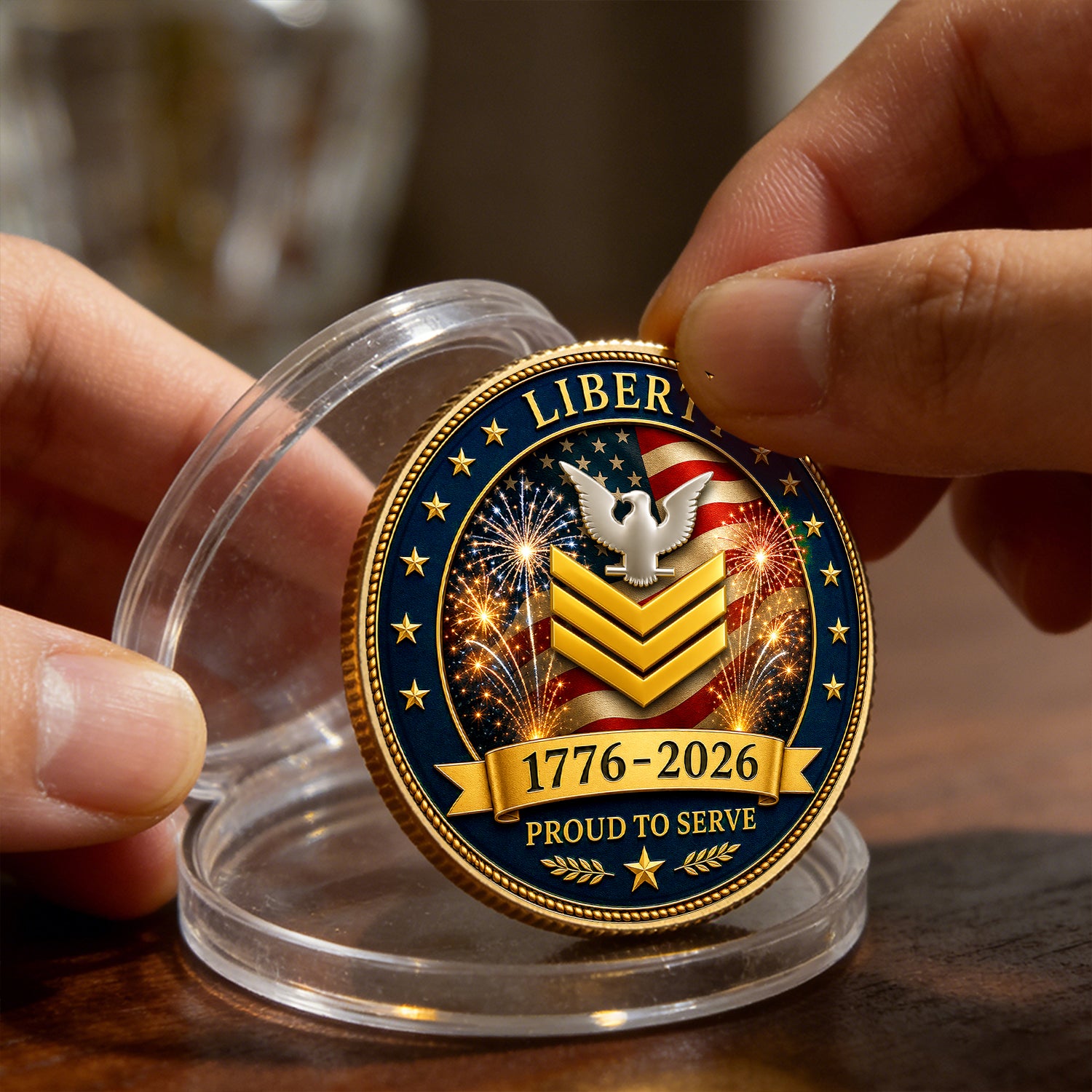 Personalized U.S. Navy Veteran Rank Challenge Coin – Custom Text & Rank