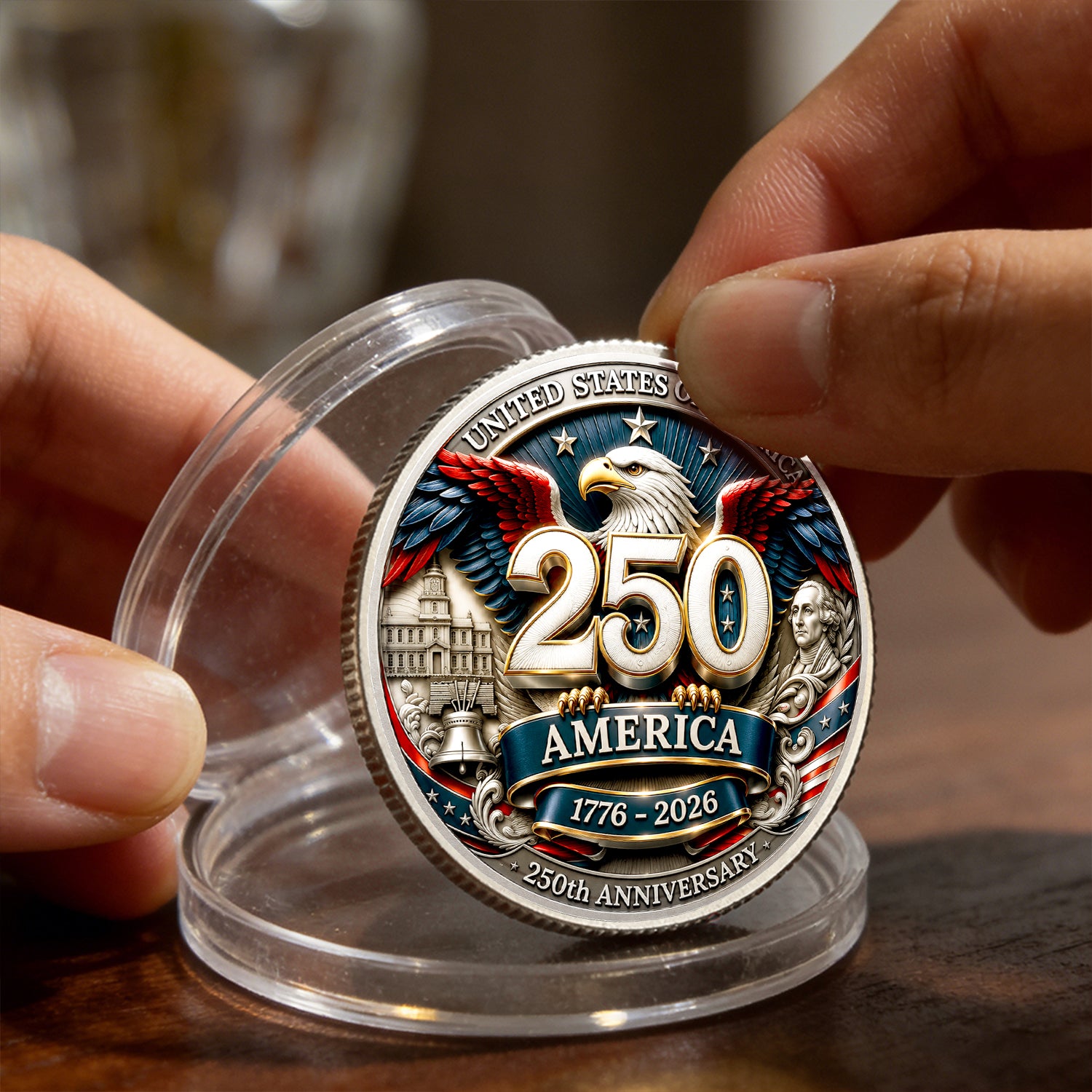 America 250 U.S. Navy Challenge Coin Personalized Veteran Gift