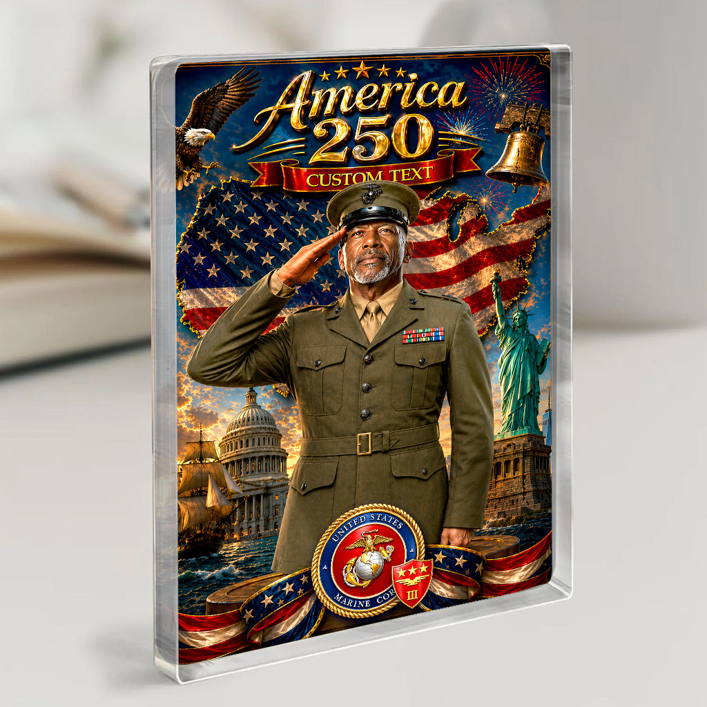 America 250 USMC Service Uniform Custom Figure Acrylic Block