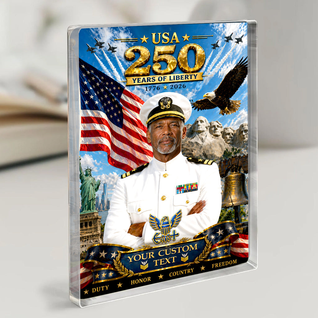 USA 250 Years Of Liberty Custom US Navy Service Dress White Figure Acrylic Block
