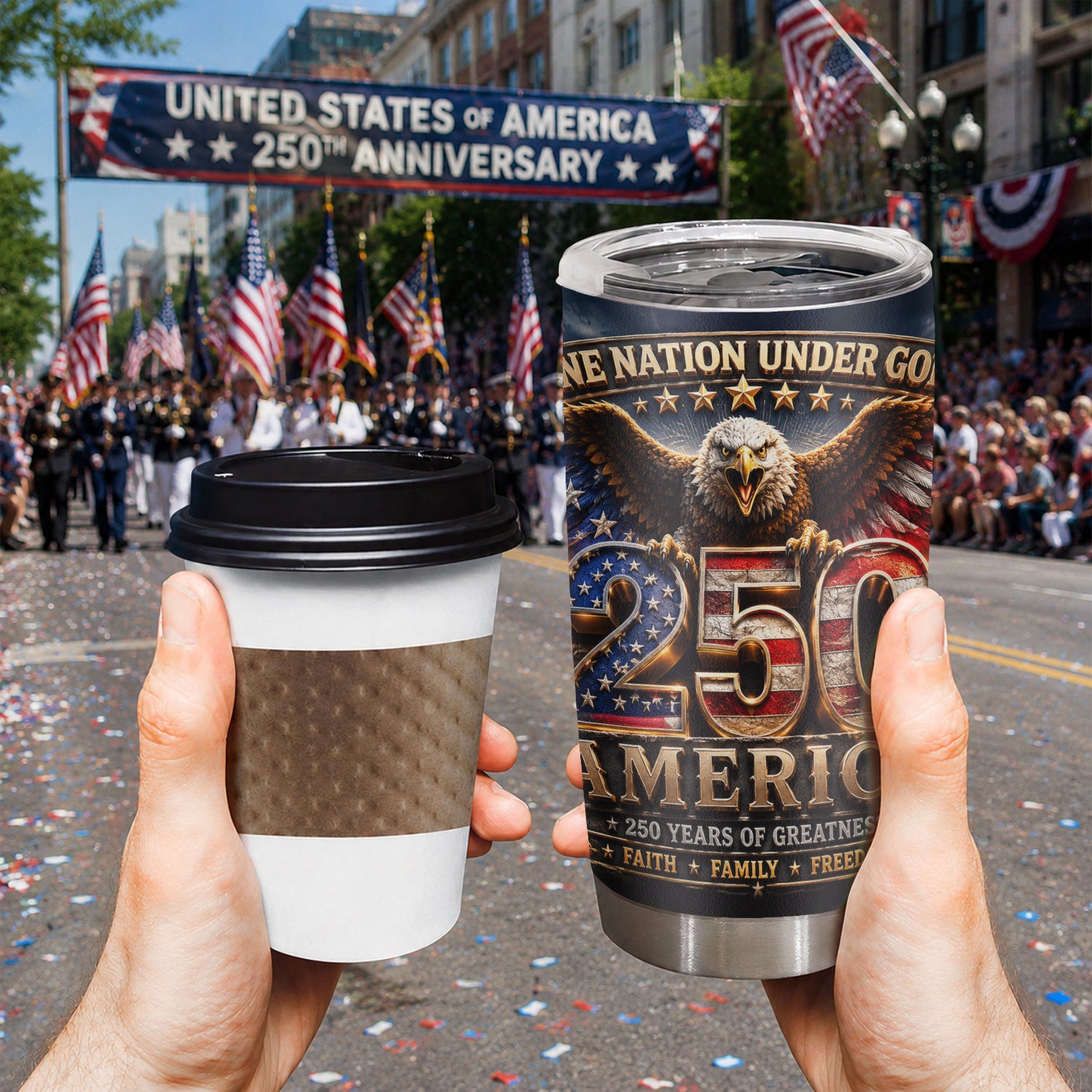 USA 250 Anniversary Eagle Flag Freedom 20oz Tumbler
