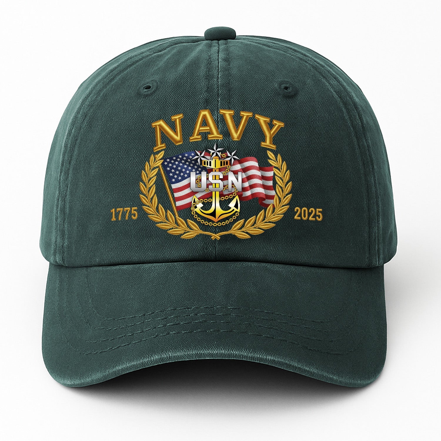 Custom Ranks US Navy Premium Washed Denim Cap DC028