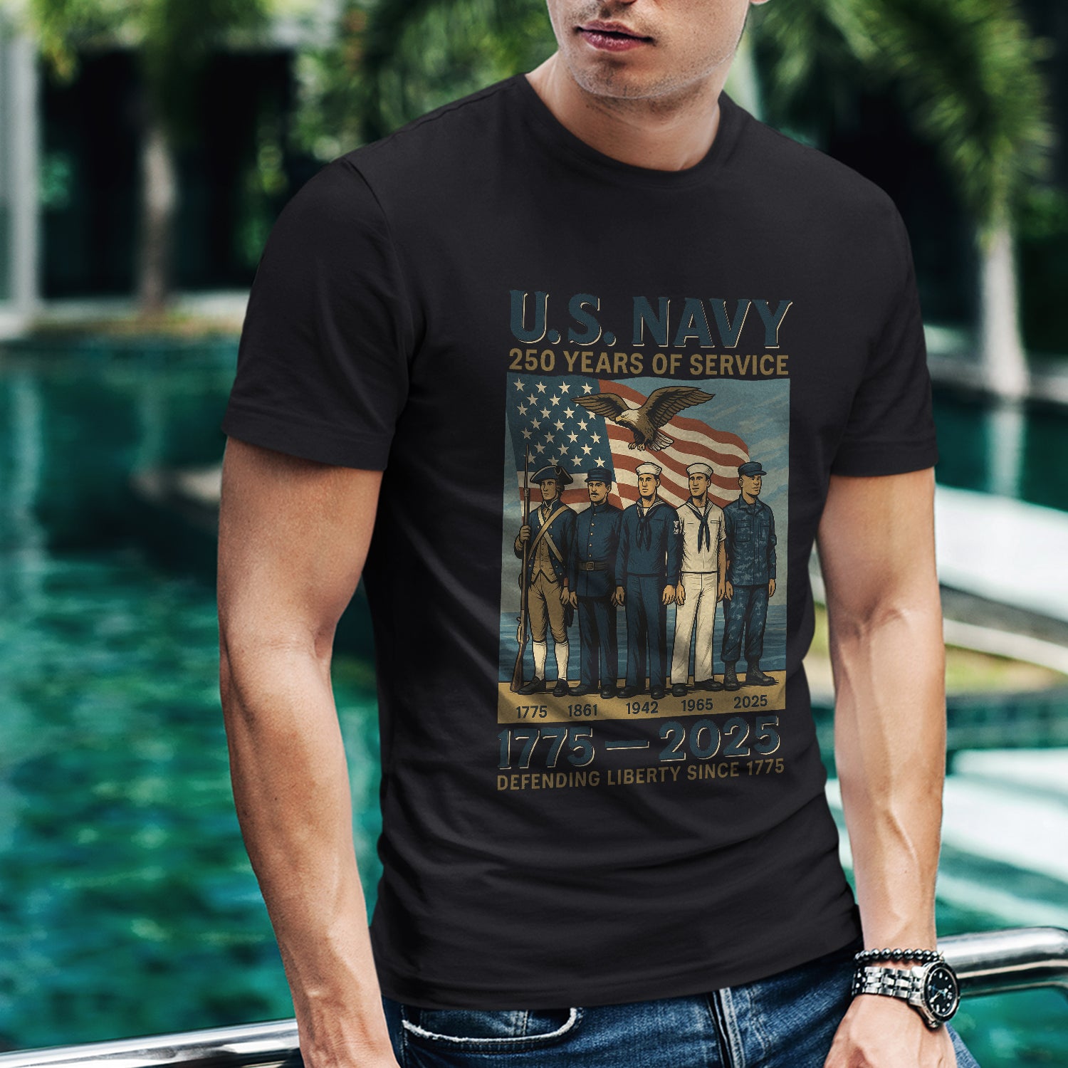 US Navy 250 Years Of Service Defending Liberty Since 1775 Front T-Shirt
