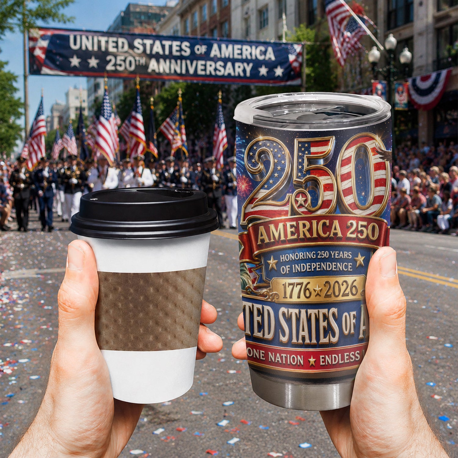 America 250 Independence Celebration 20oz Tumbler Patriotic Gift