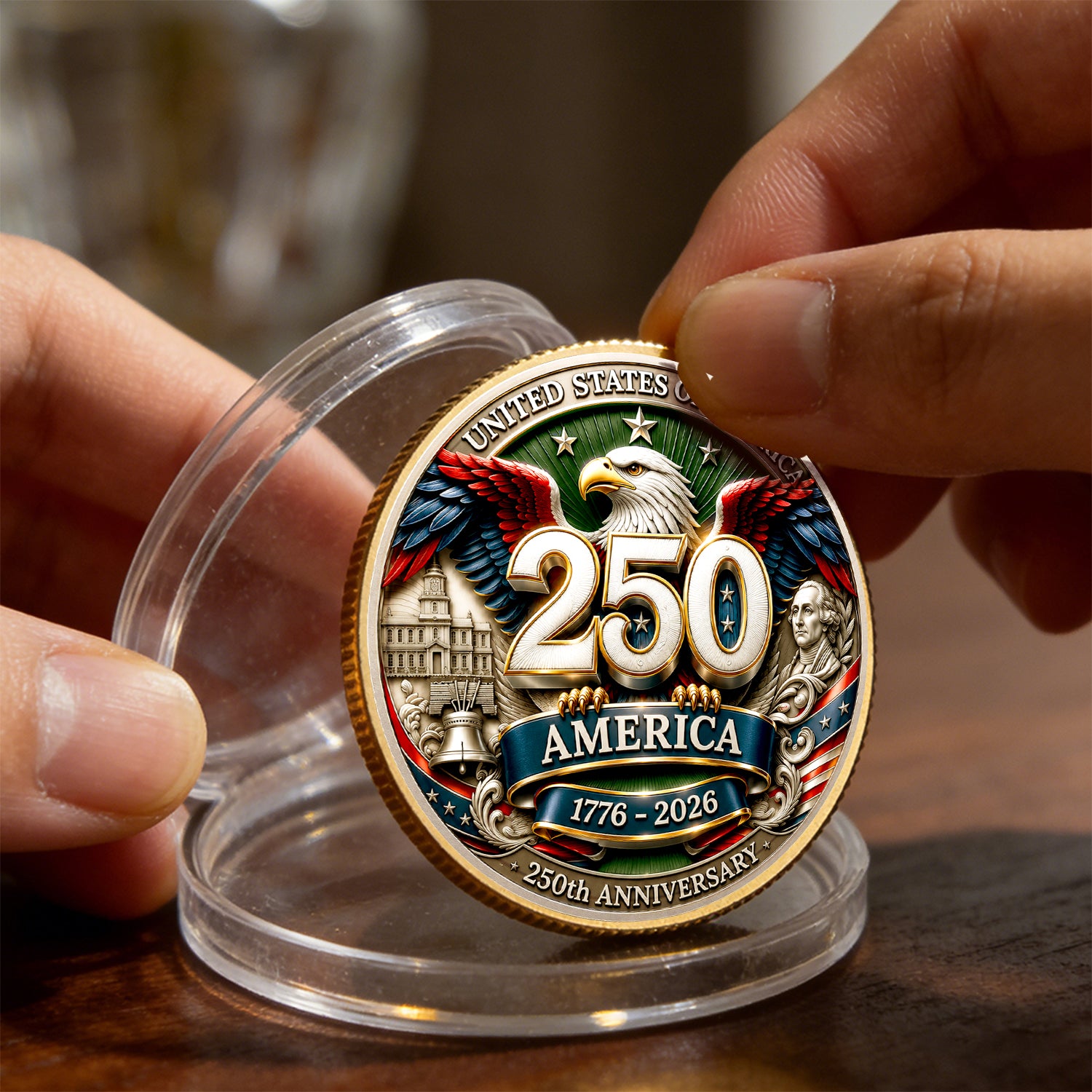 America 250th Anniversary Army Rank Personalized Coin