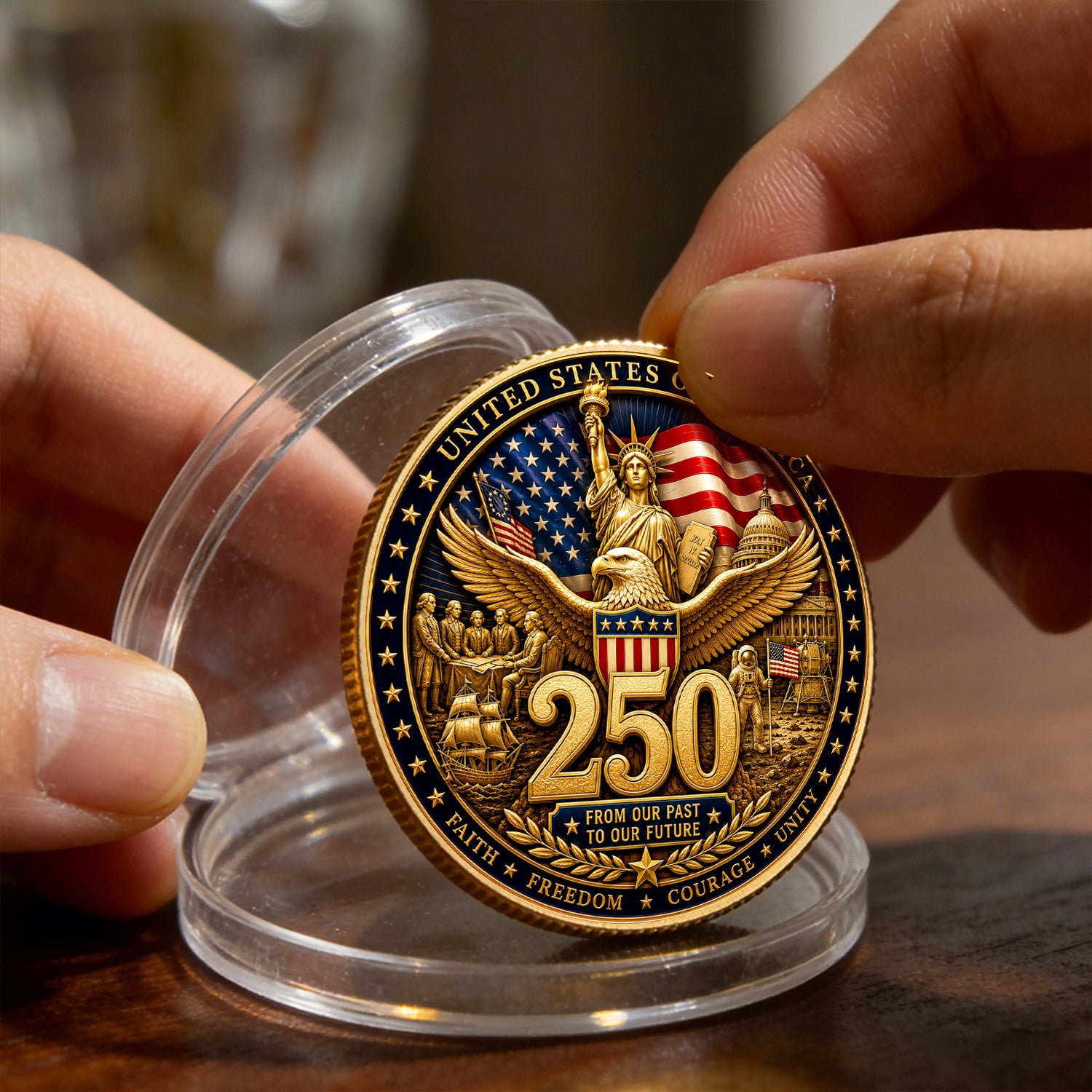 Personalized United States Army Rank Challenge Coin 1776-2026 Anniversary Gift