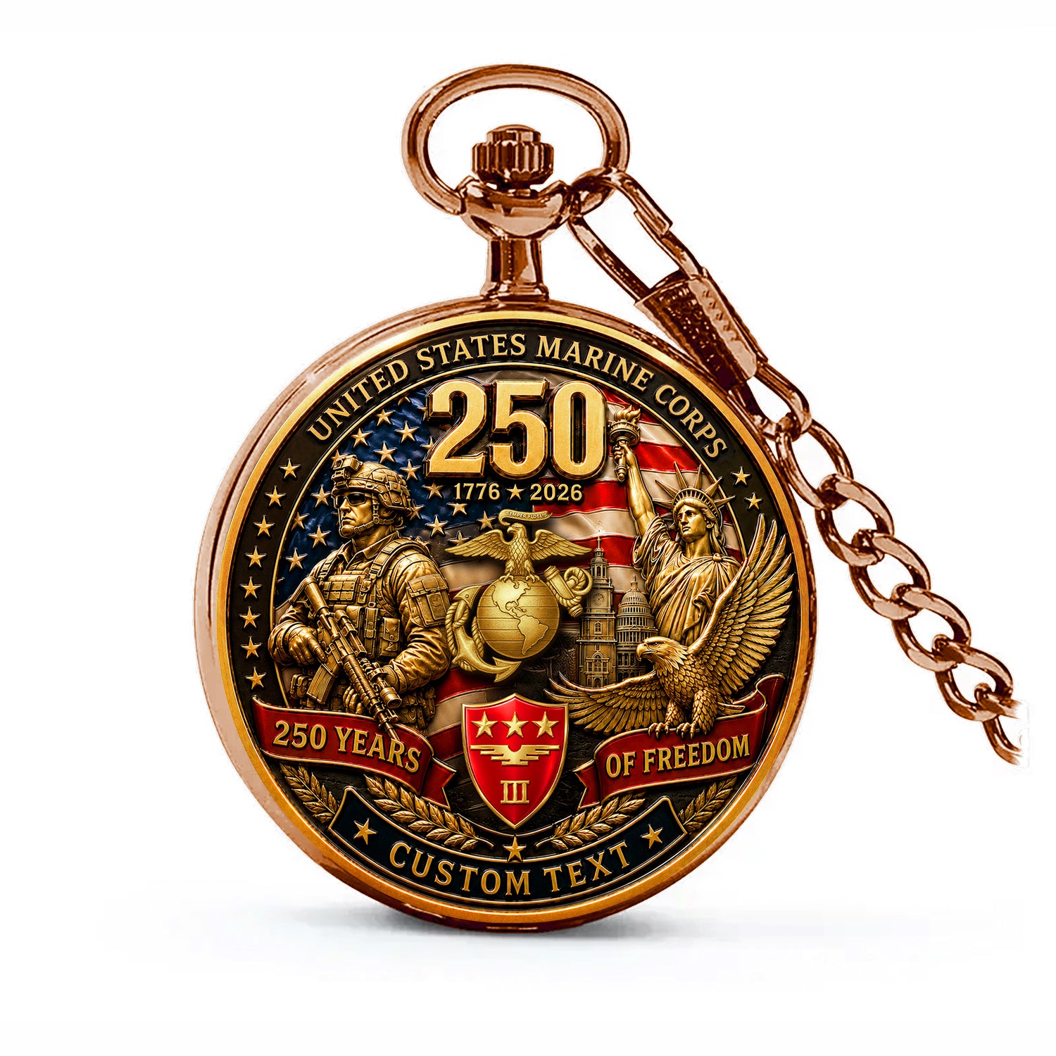 Marine Veteran Custom Name Pocket Watch Anniversary Gift