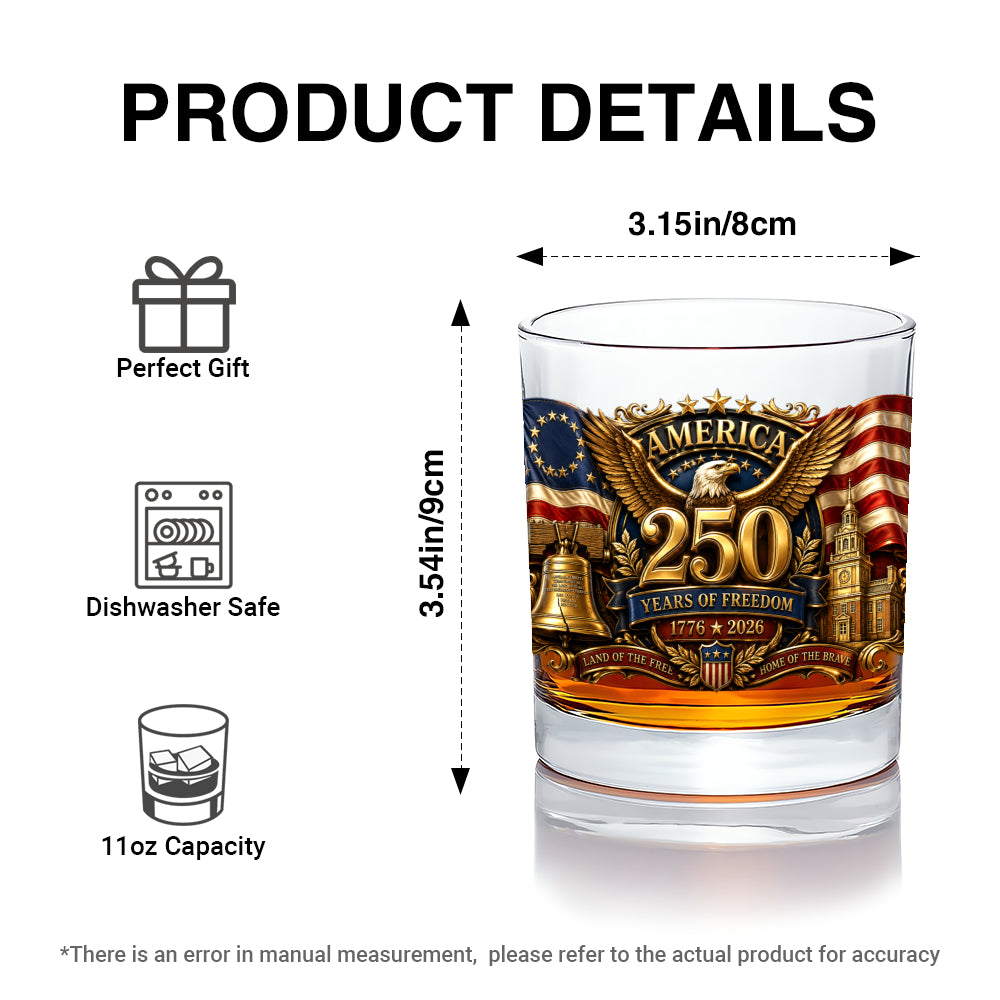 America 250 Commemorative Bourbon Glass Patriotic Gift