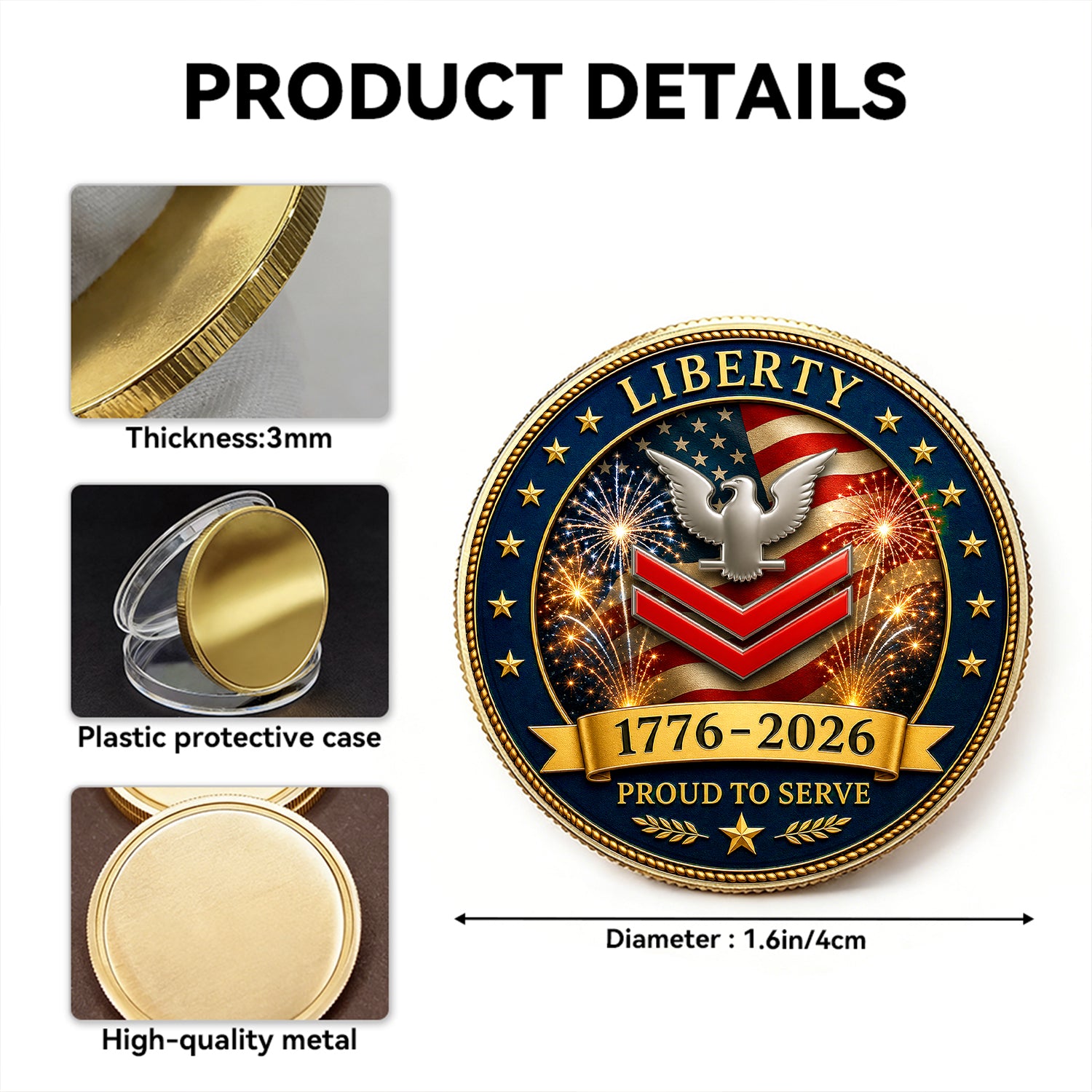 Personalized U.S. Navy Veteran Rank Challenge Coin – Custom Text & Rank