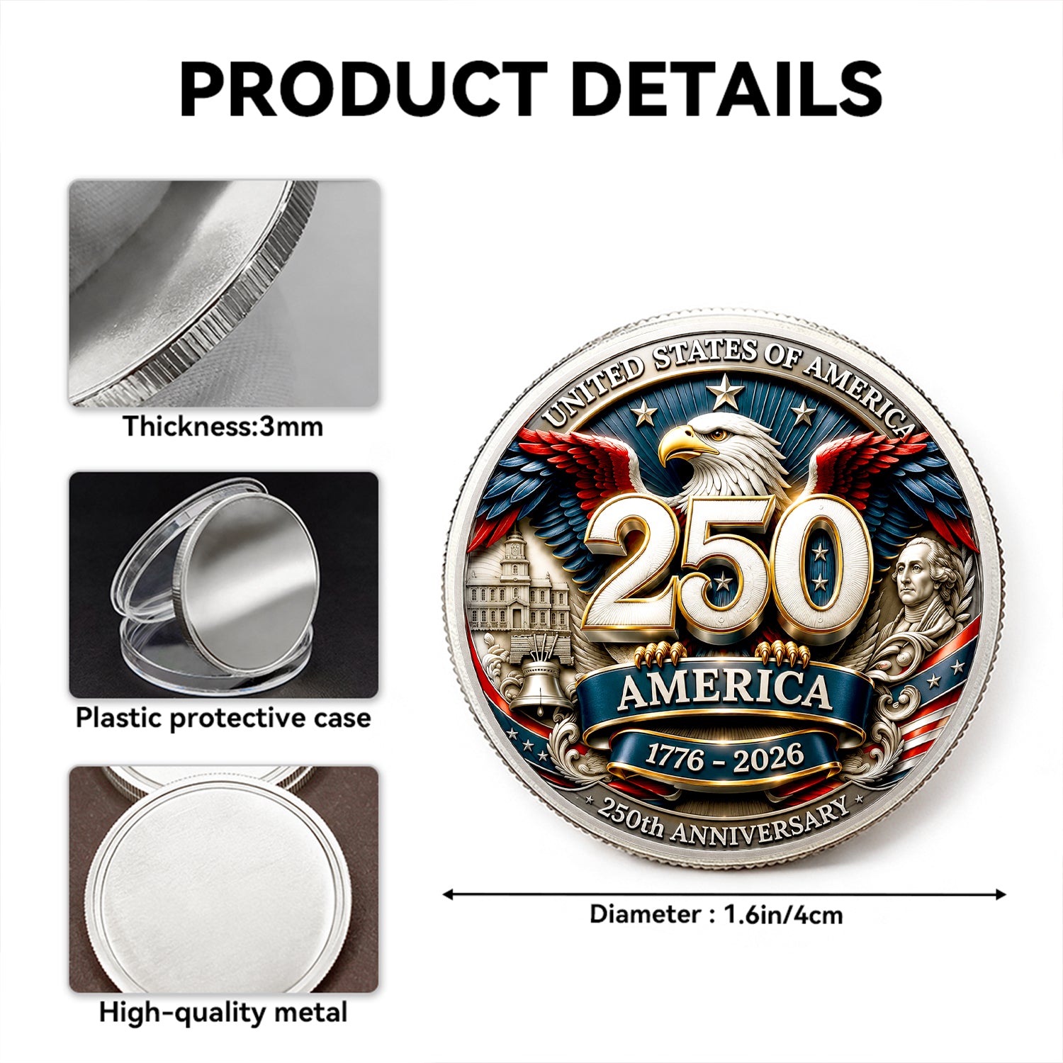 America 250 U.S. Navy Challenge Coin Personalized Veteran Gift