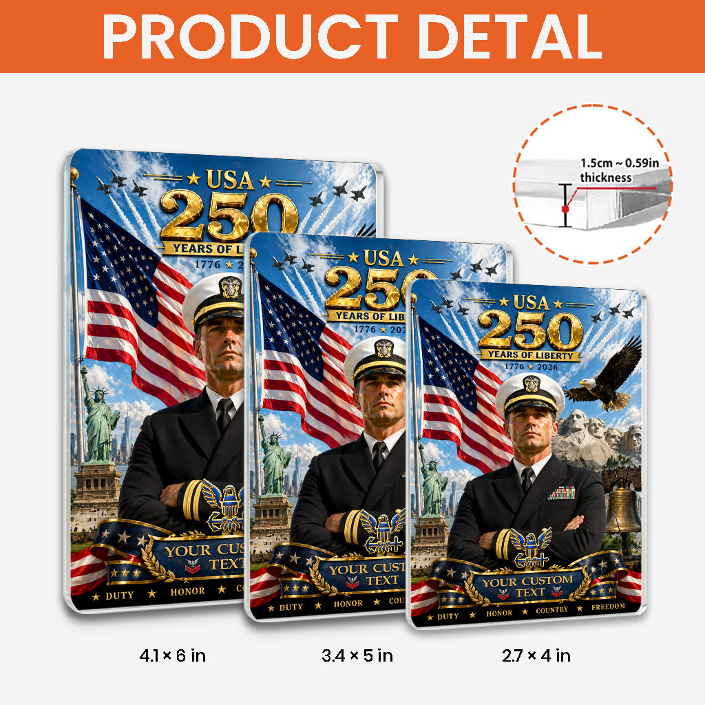 USA 250 Years Of Liberty Custom US Navy Service Uniform Figure Acrylic Block