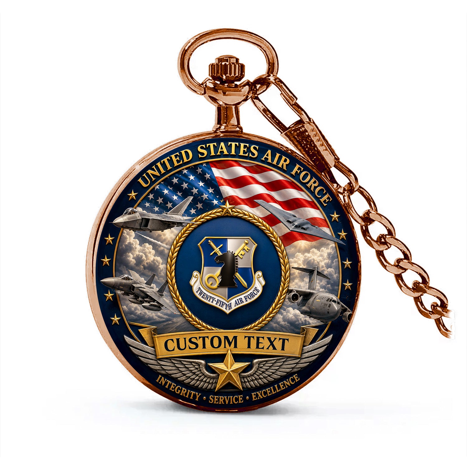 US Air Force 250th Anniversary Pocket Watch Custom Sailor Gift