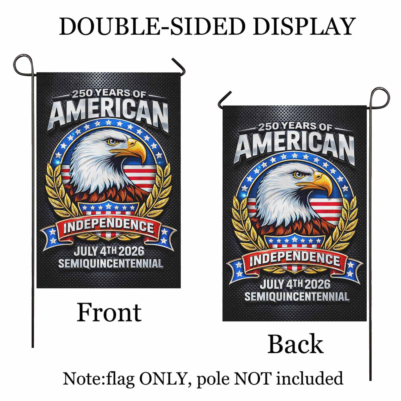 America 250 Garden Flag Patriotic Eagle Independence July 4th 2026 USA Decor