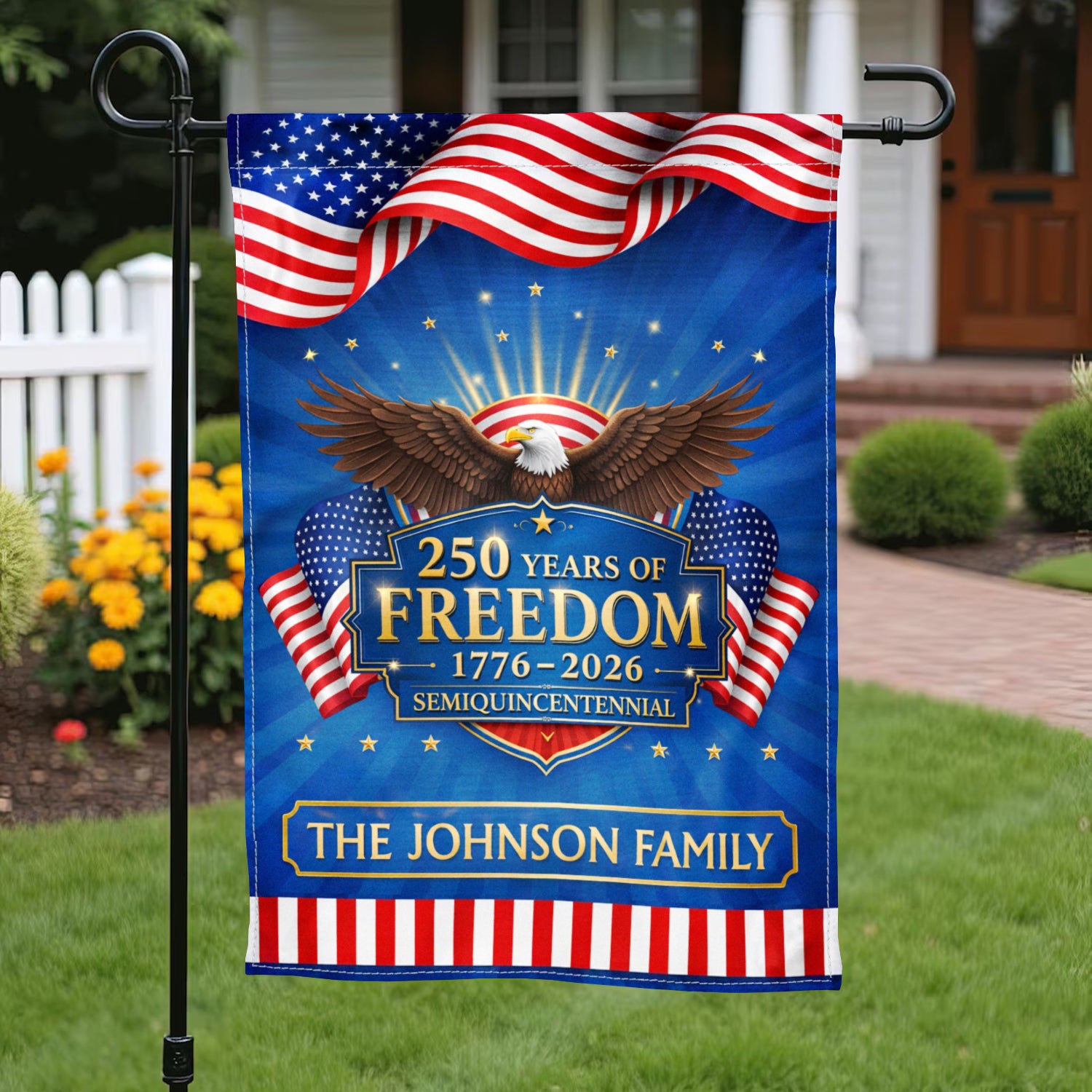 Personalized USA 250 Garden Flag Eagle Freedom 1776-2026