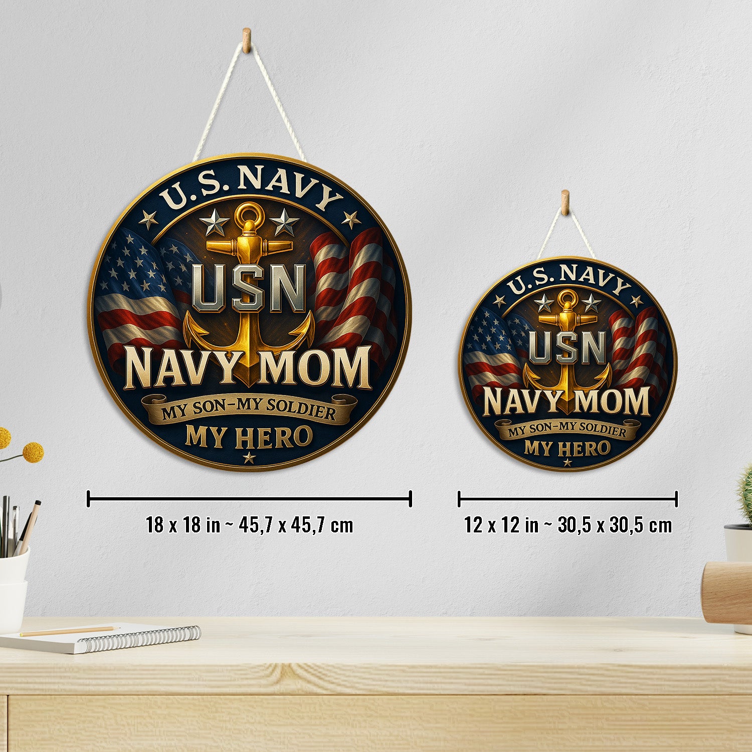 U.S. Navy Mom Wooden Sign – My Son, My Soldier, My Hero Patriotic Gift