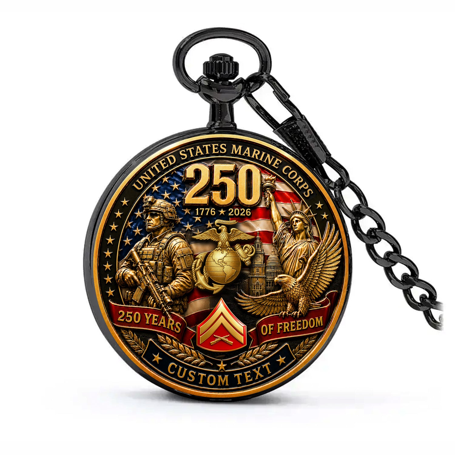 Marine Veteran Custom Name Pocket Watch Anniversary Gift
