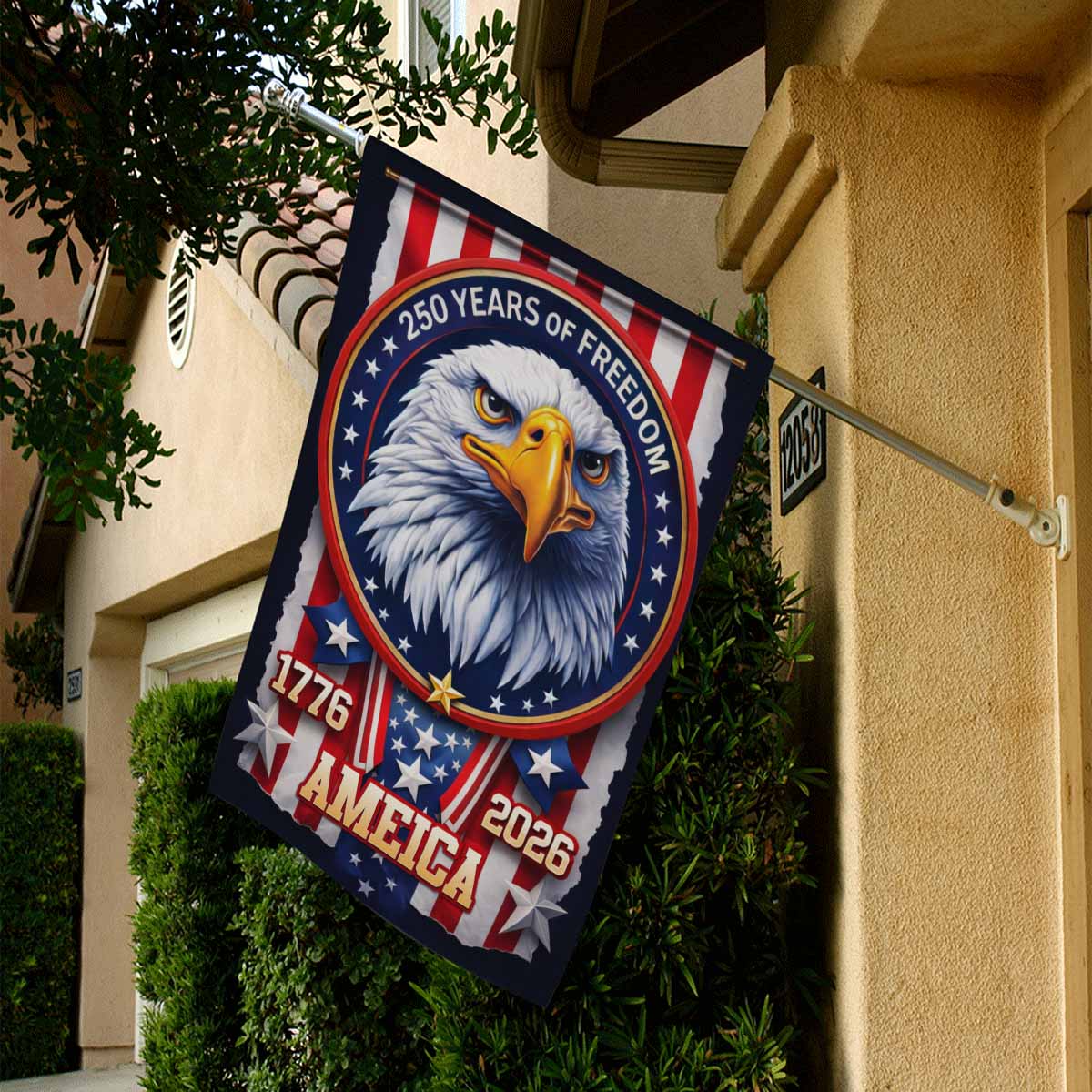 America 250 House Flag Patriotic Eagle Anniversary Flag