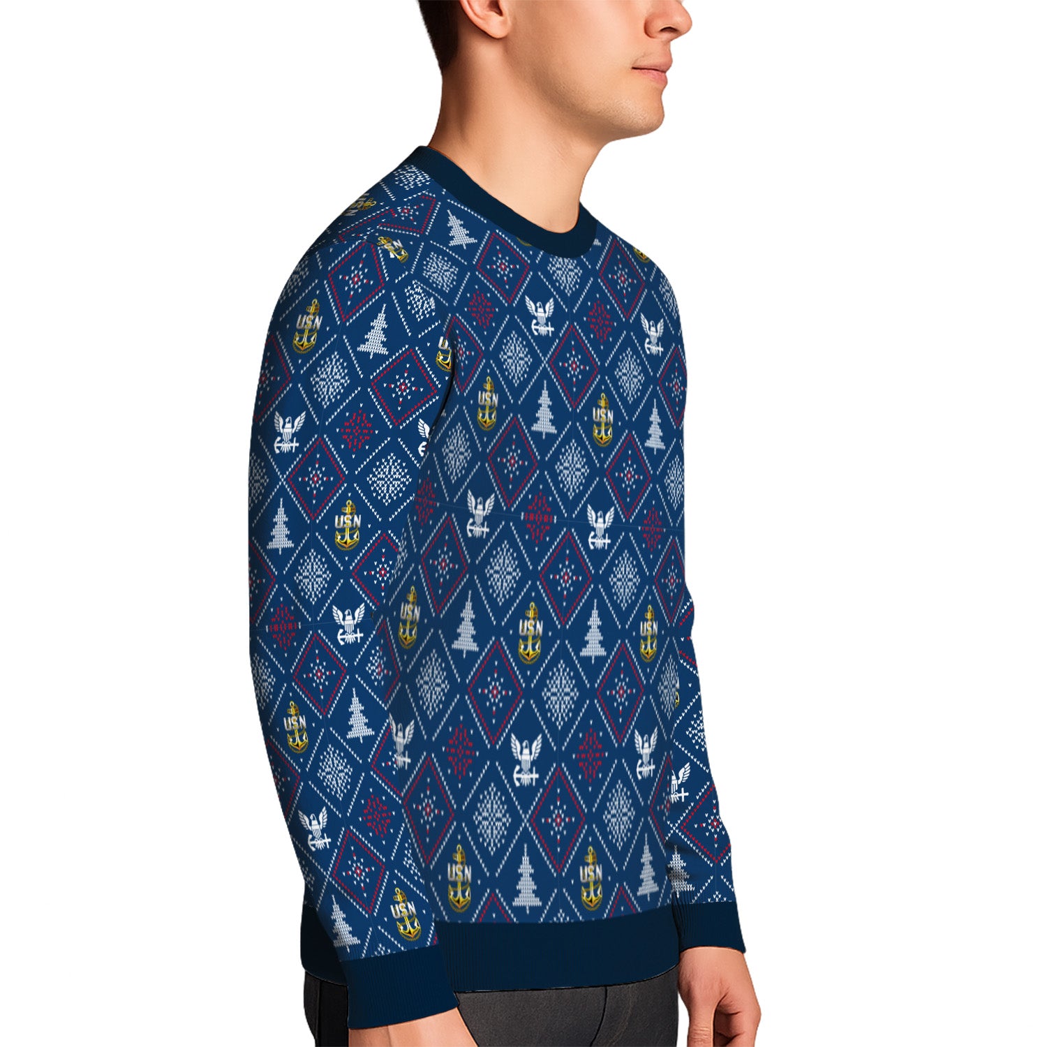 Custom Ranks US Navy Ugly Christmas Sweater for Women Men TUST03