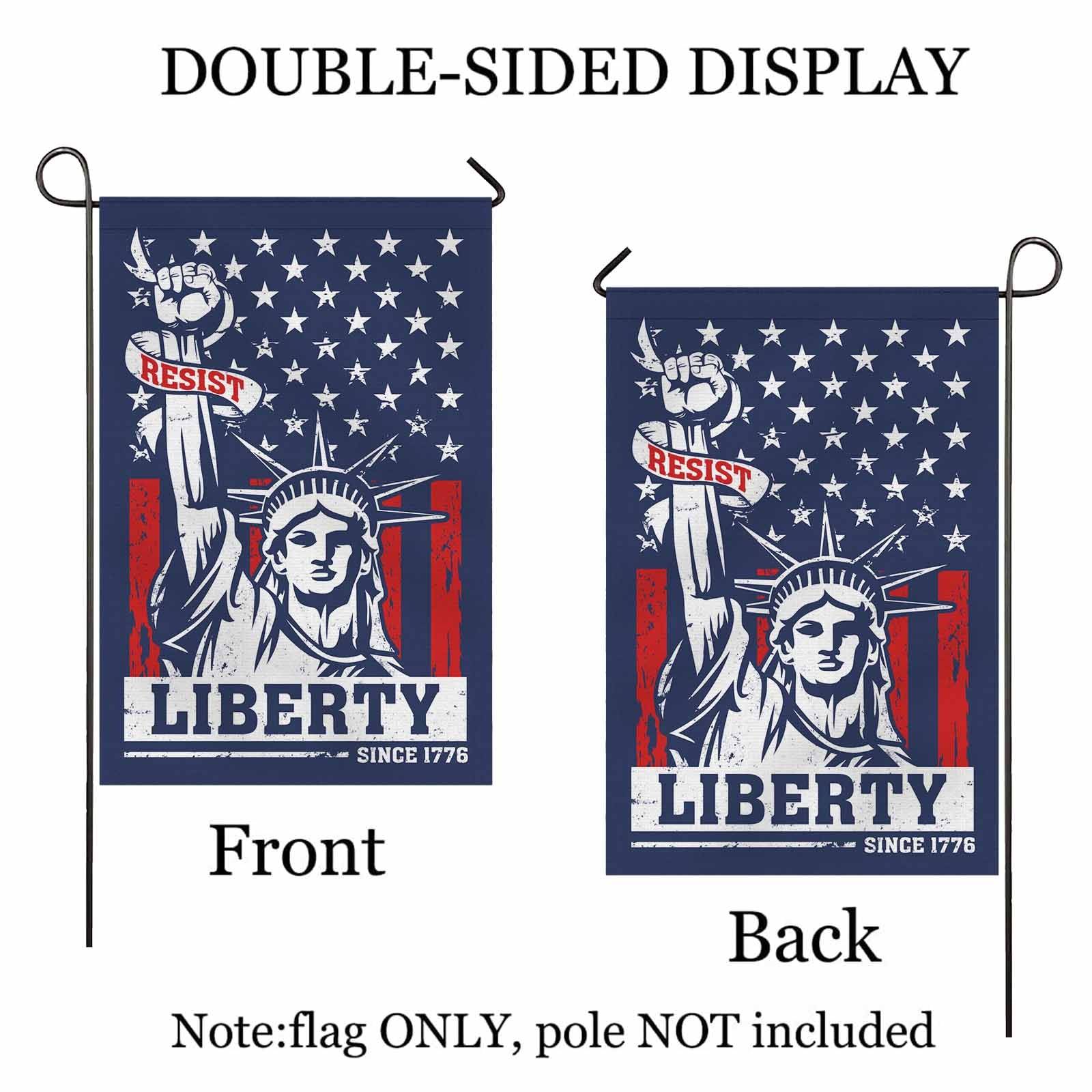 Resist Liberty Garden Flag Patriotic Statue of Liberty Since 1776 American Freedom Decor