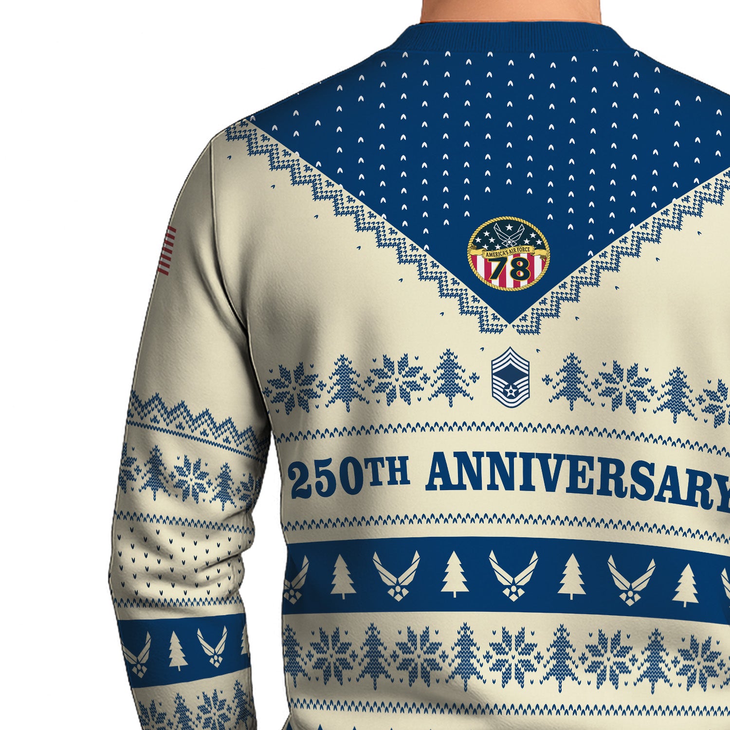 Custom Ranks US Air Force Ugly Christmas Sweater for Women Men TUST05