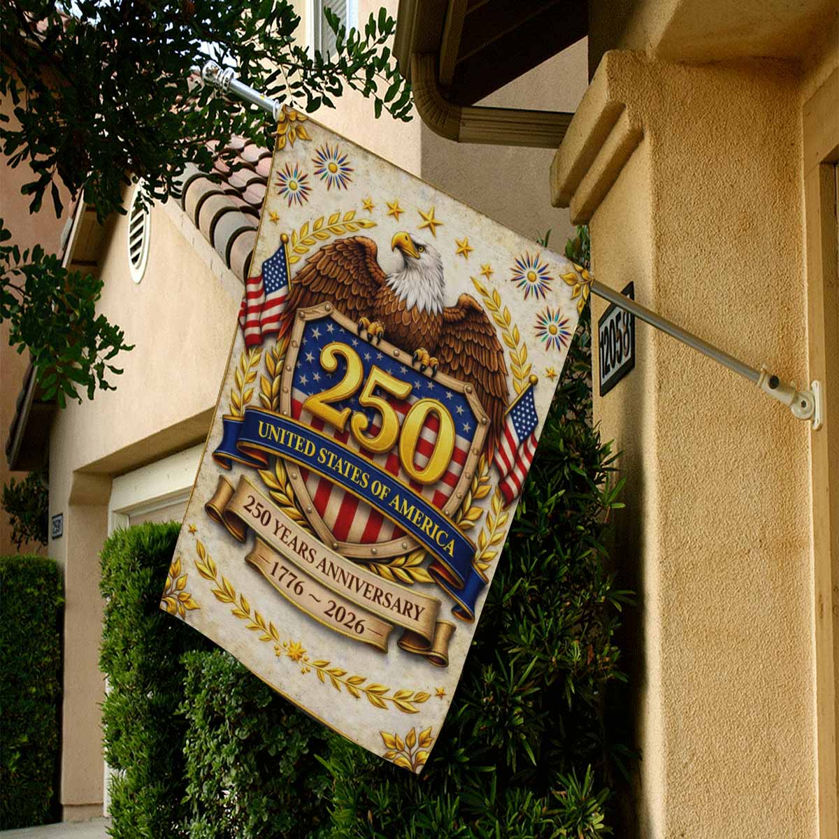 America 250 House Flag Patriotic Eagle USA 250th Anniversary 1776-2026 Flag