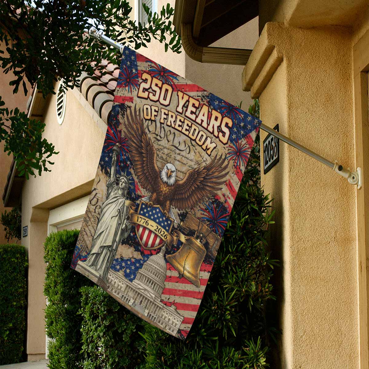 250 Years of Freedom House Flag 1776–2026 USA Liberty Banner
