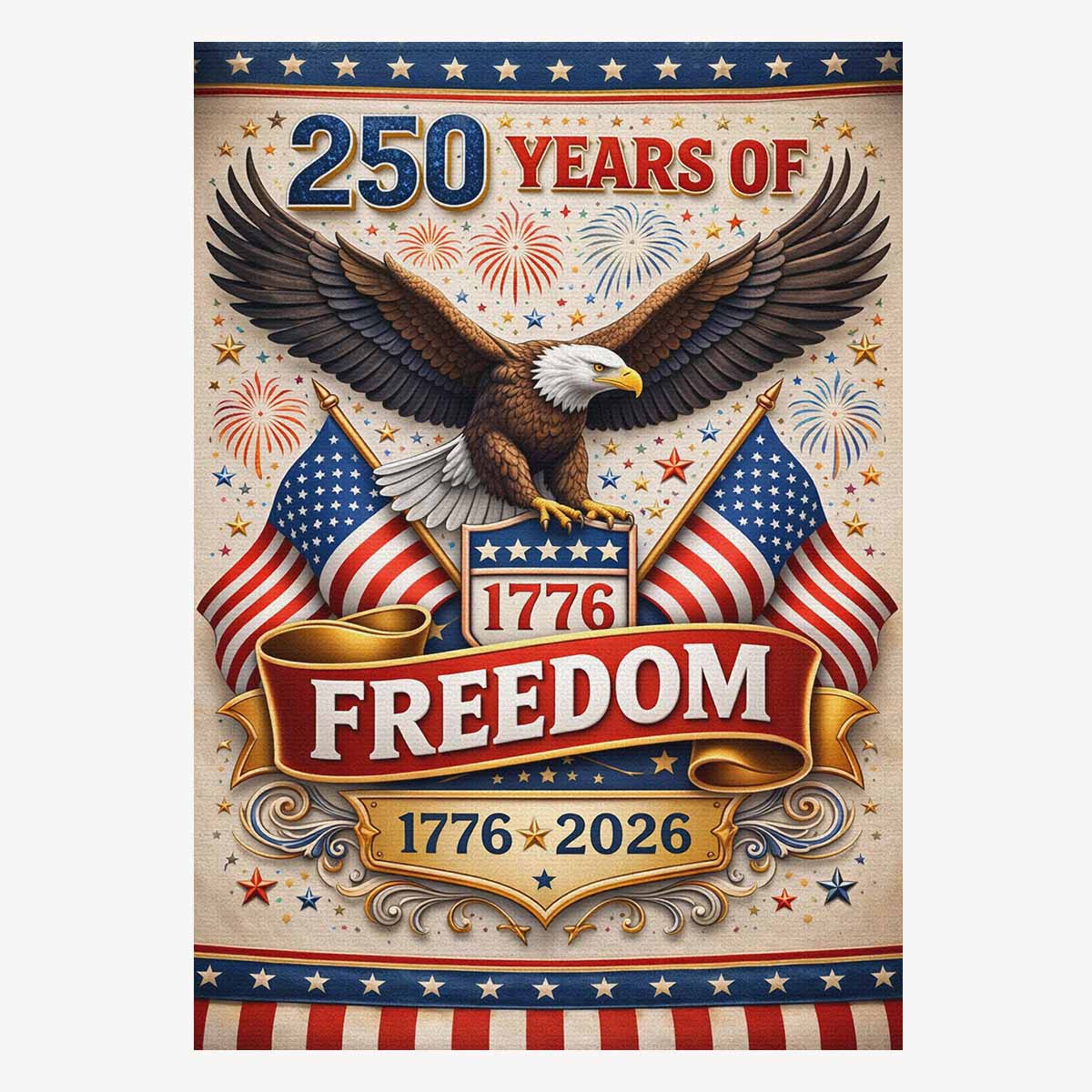 America 250 Patriotic Eagle House Flag 1776-2026 Freedom July 4 Decor