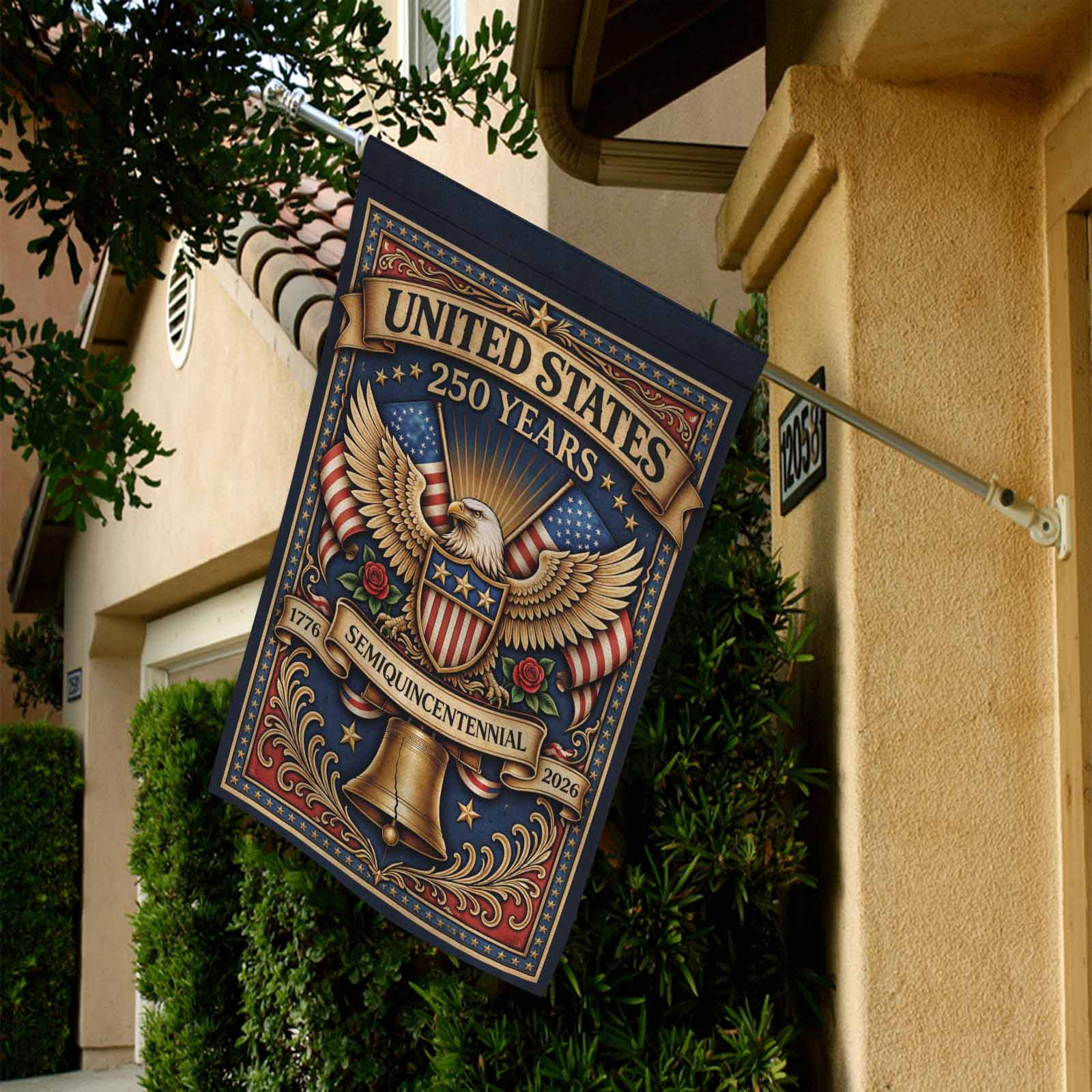 America 250 Patriotic Eagle Liberty Bell Garden Flag Decor