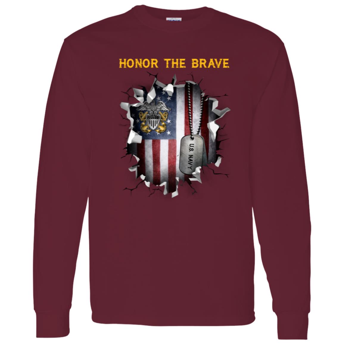 US Navy Officer Cap Device - Honor The Brave Front Shirt