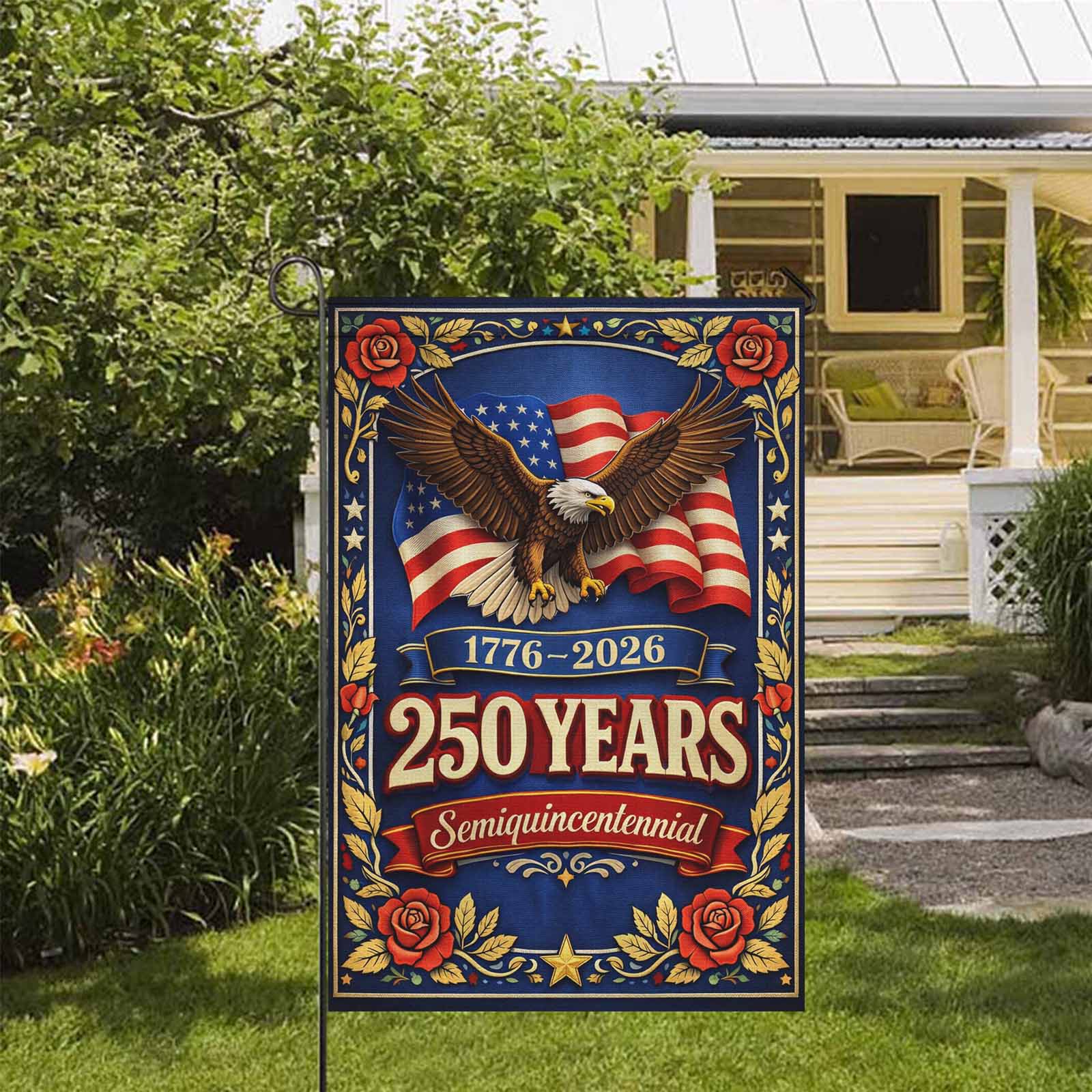 America 250 Semiquincentennial Garden Flag Patriotic Eagle Decor