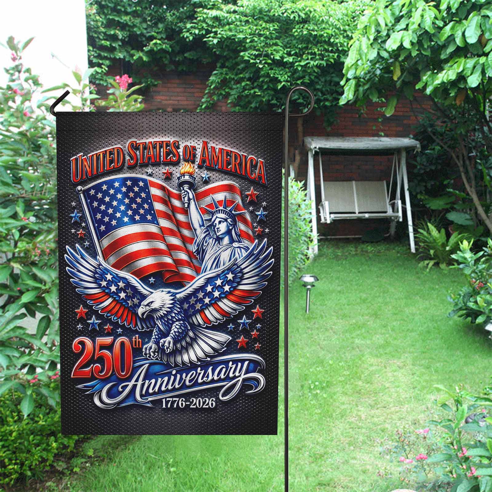 USA 250th Anniversary Patriotic Garden Flag Eagle Liberty American Flag