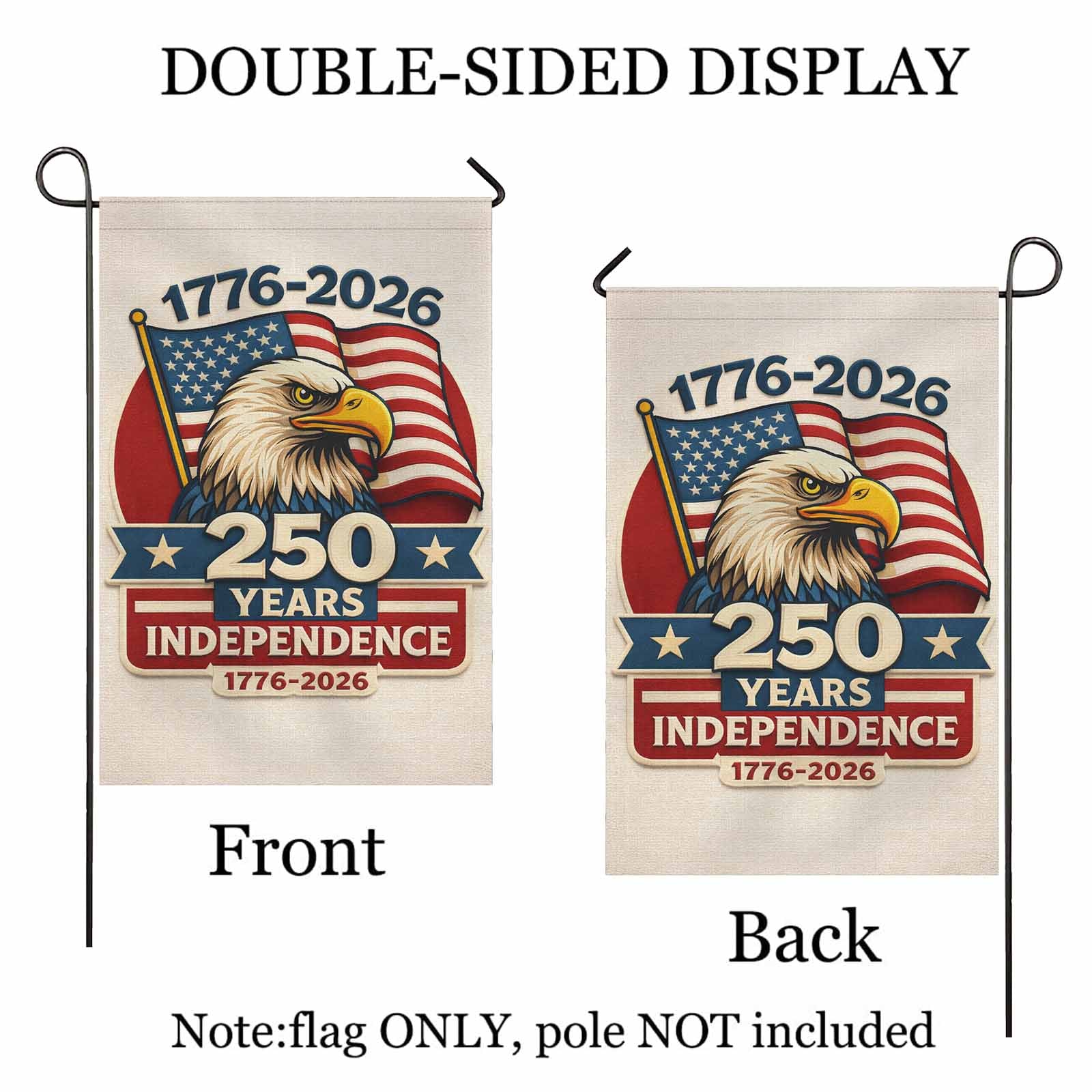 USA 250 Years Independence Garden Flag Patriotic American Eagle