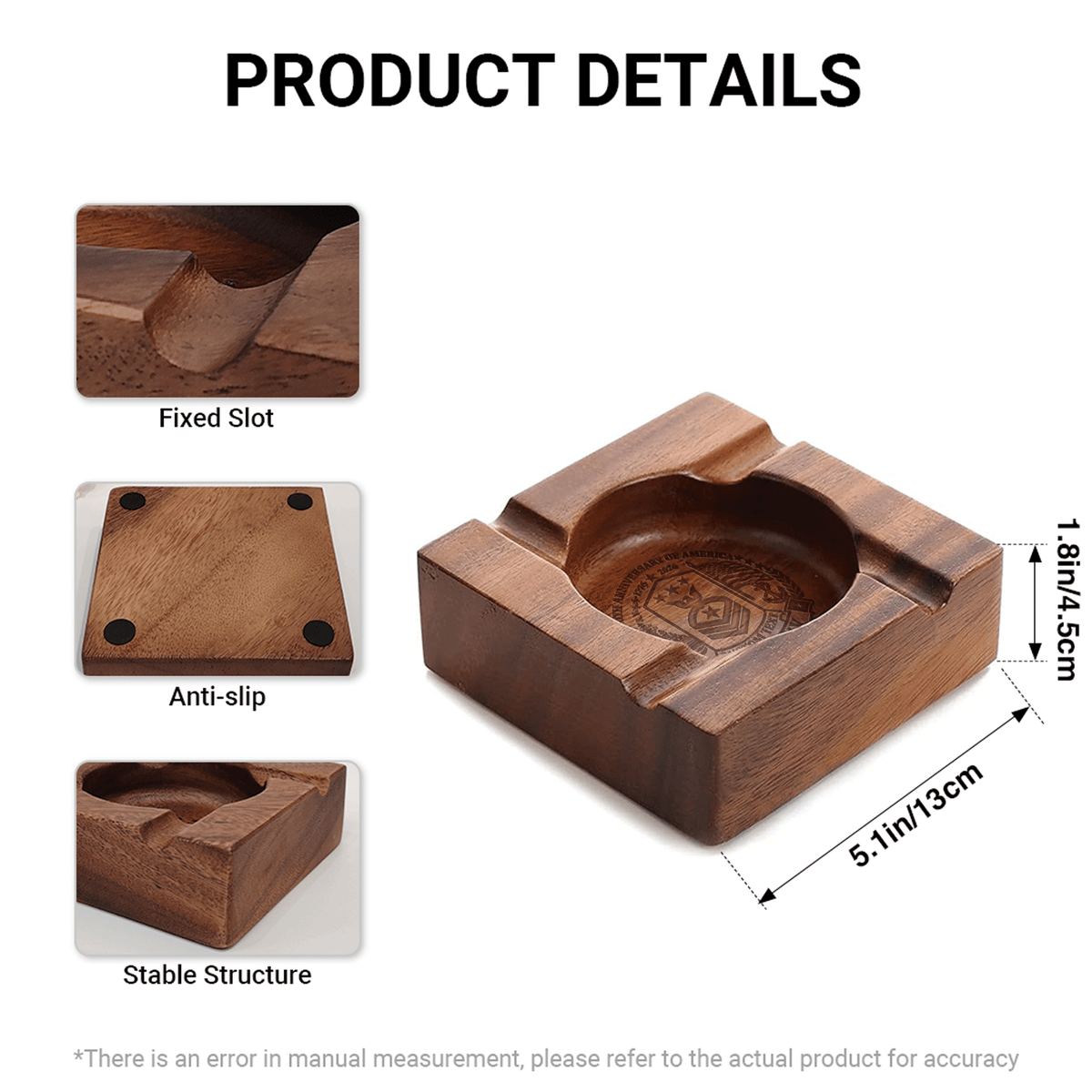 Personalized US Navy Wooden Cigar Ashtray Custom Rank and Text