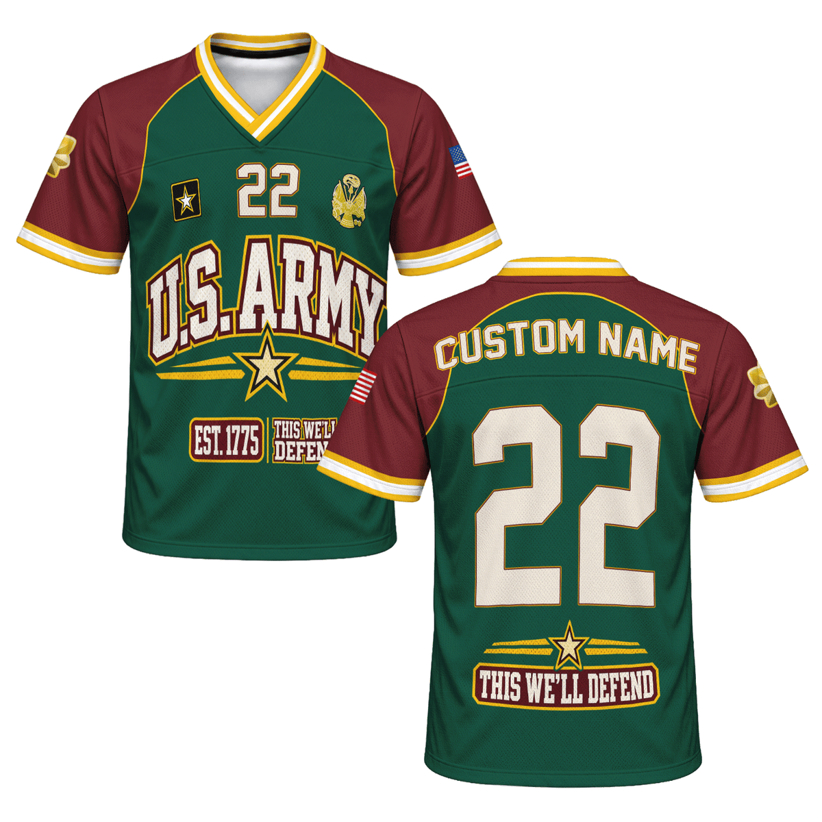 Custom U.S. Army Jersey Personalized Rank Name and Jersey Number